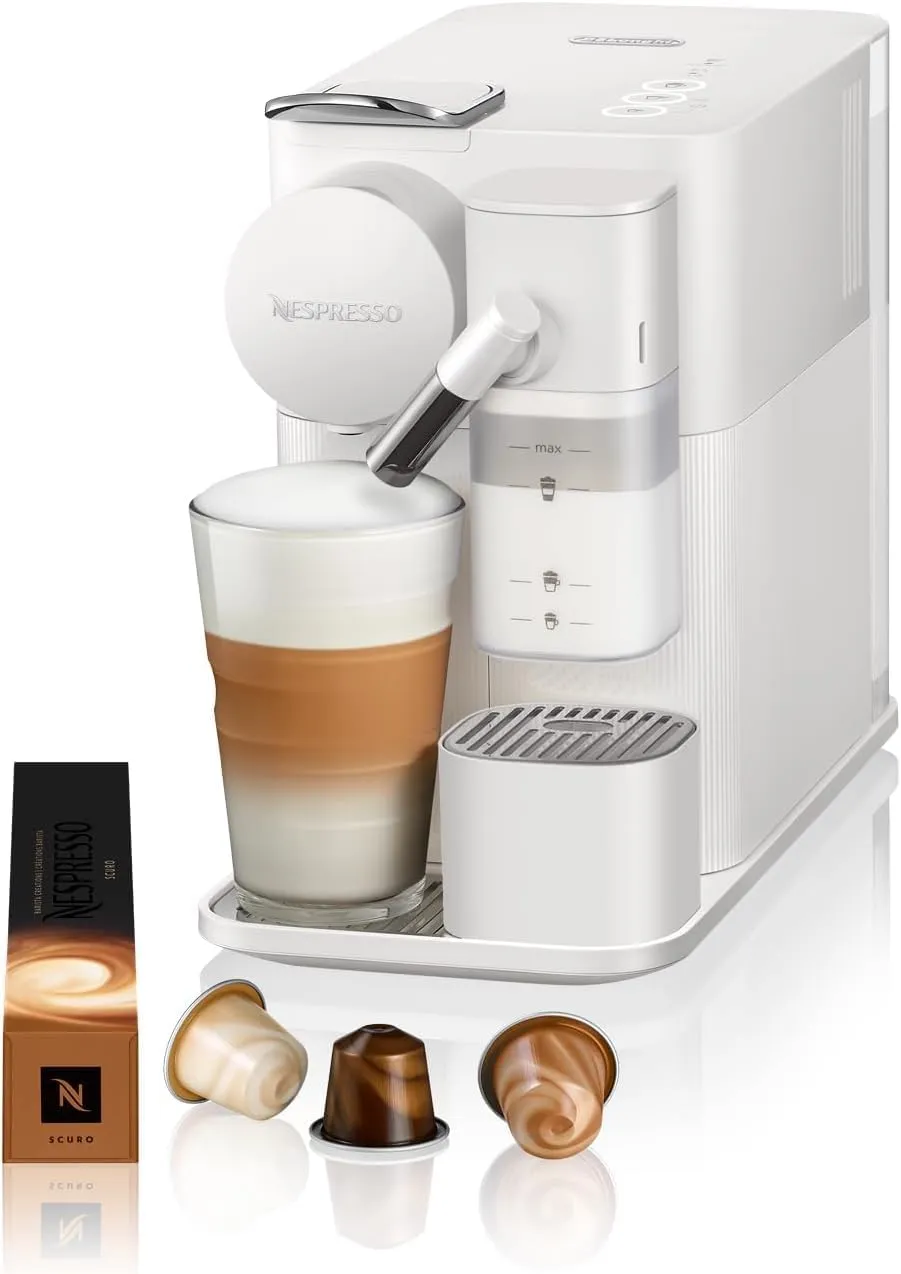 Bild von Nespresso De'Longhi Lattissima One EN510.W Kaffeekapselmaschine mit automatischem Milchsystem, 19 bar Pumpendruck und 1 L Wassertank in Weiß