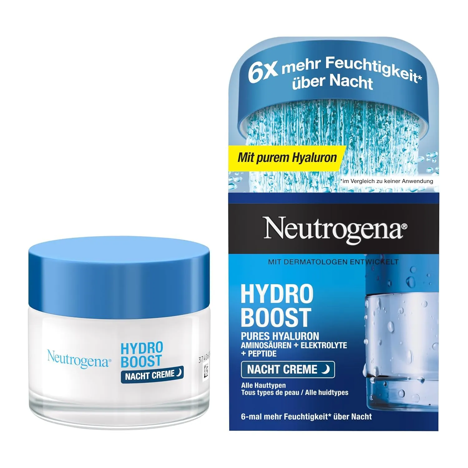 Bild von Neutrogena Hydro Boost Nachtcreme mit Hyaluron, 50ml für intensive Feuchtigkeit