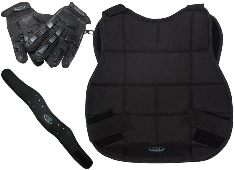 Bild von New Legion Paintball Schutzset in Schwarz mit Vollfingerhandschuh