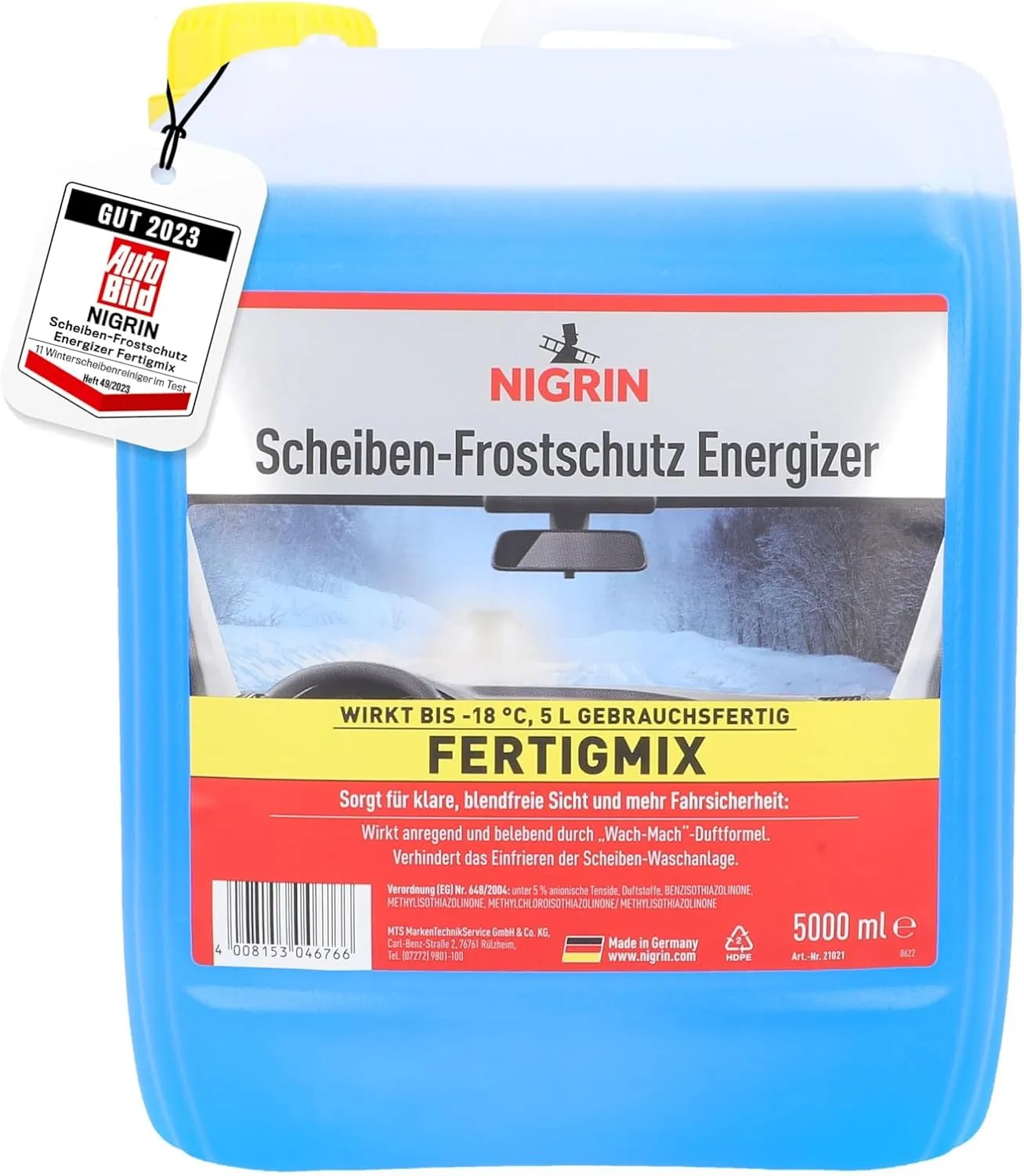 Bild von NIGRIN ENERGIZER Frostschutzmittel für Scheiben mit -18 Grad, schnellwirkend und schlierenfrei, 5 Liter