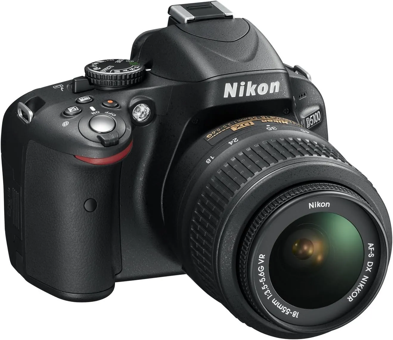 Bild von Nikon D5100 SLR Digitalkamera mit 16 Megapixel und 3 Zoll schwenkbarem Monitor im Kit mit AF-S DX 18-55 mm VR Objektiv