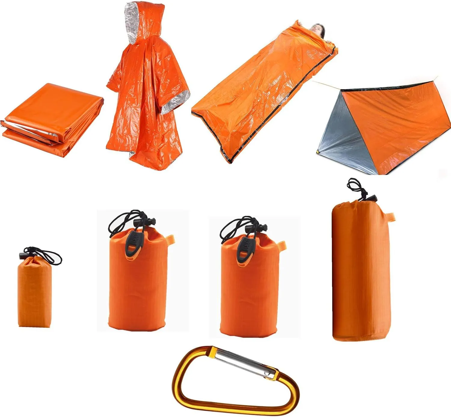 Bild von Ninth C Notfallzelt für zwei Personen mit Notfalldecke, Poncho und Schlafsack, ideal für Wandern und Erdbeben Vorbereitung