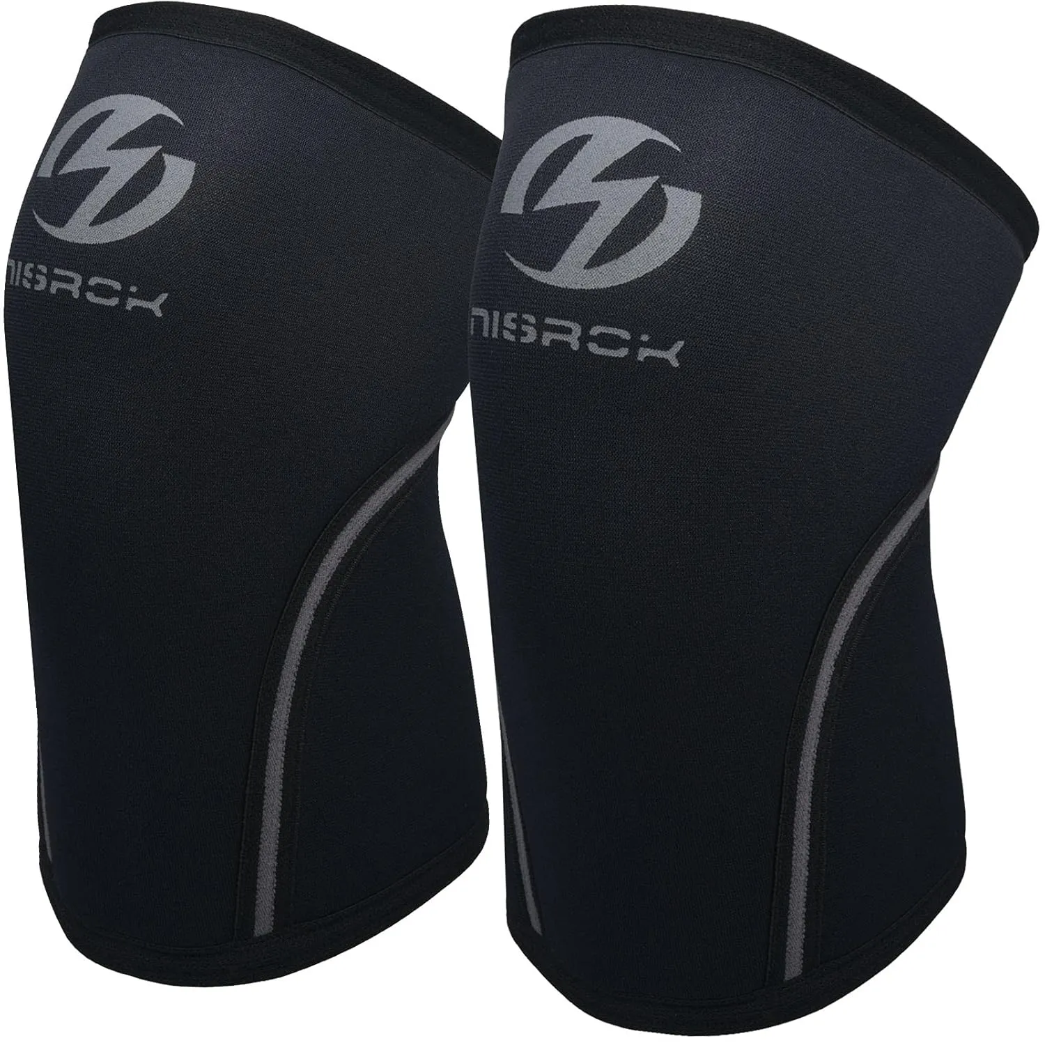 Bild von Nisrok Kniebandagen aus 7 mm Neopren im Paar für optimale Unterstützung beim Cross-Training, Gewichtheben und mehr in Schwarz, Größe Groß