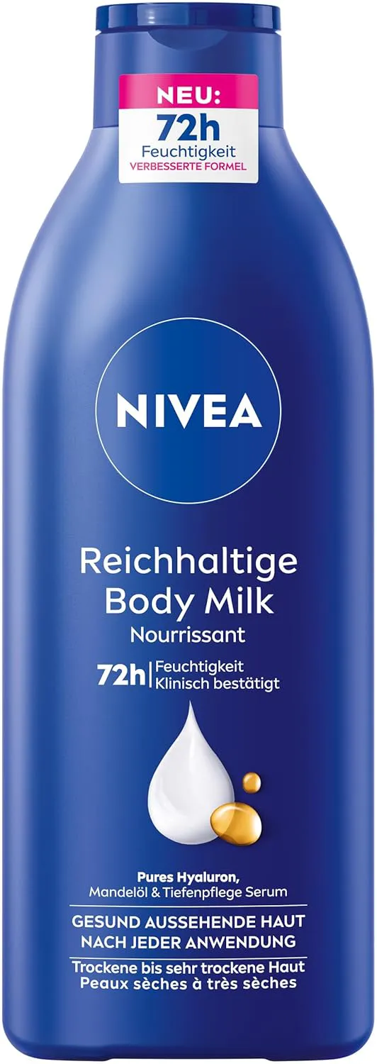 Bild von NIVEA Body Milk mit Hyaluron und Mandelöl, 400 ml für intensive Pflege trockener Haut