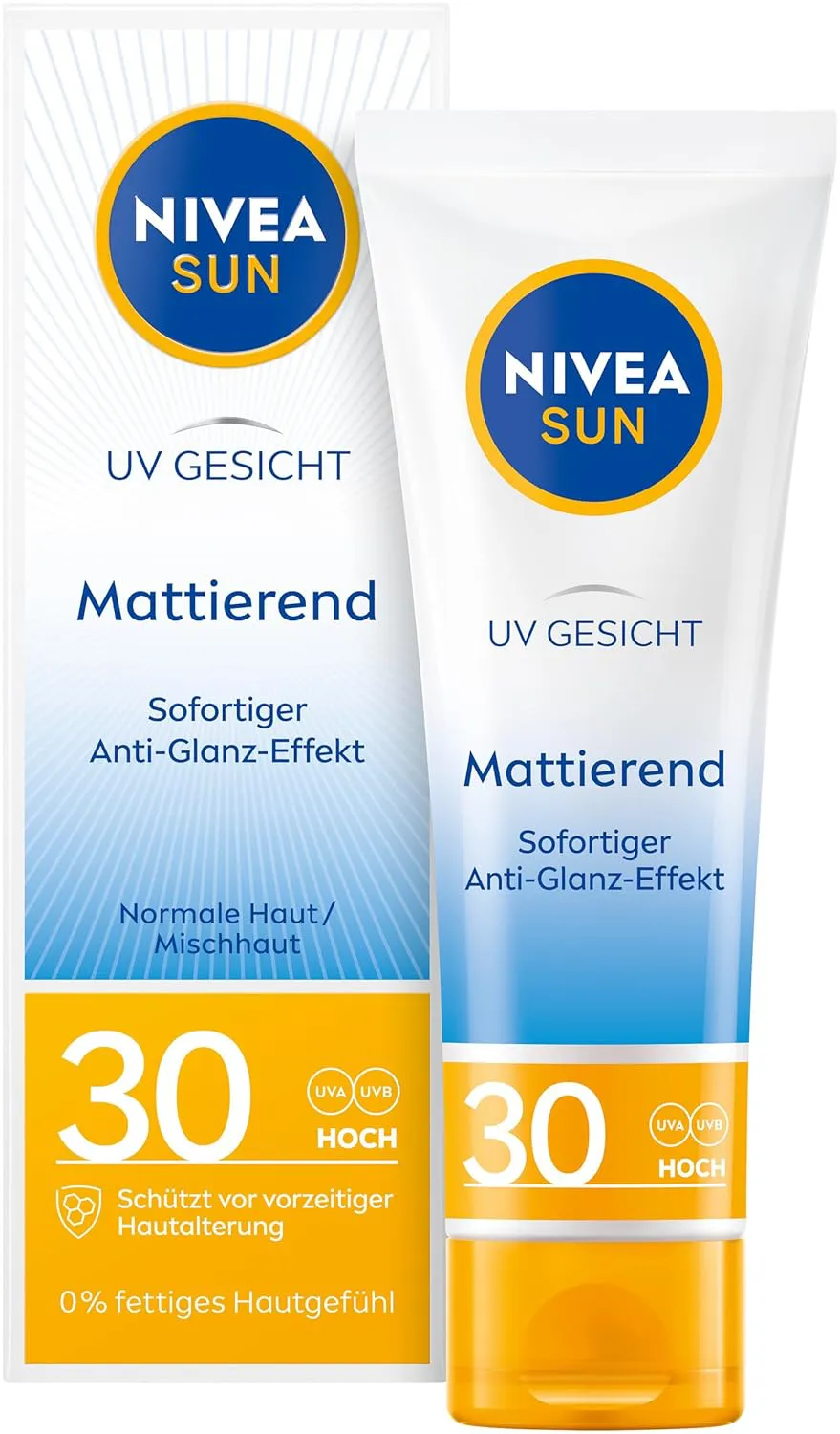 Bild von NIVEA SUN Mattierender Sonnenschutz für das Gesicht mit LSF 30, 50 ml, nicht fettende Sonnencreme mit leichter Textur