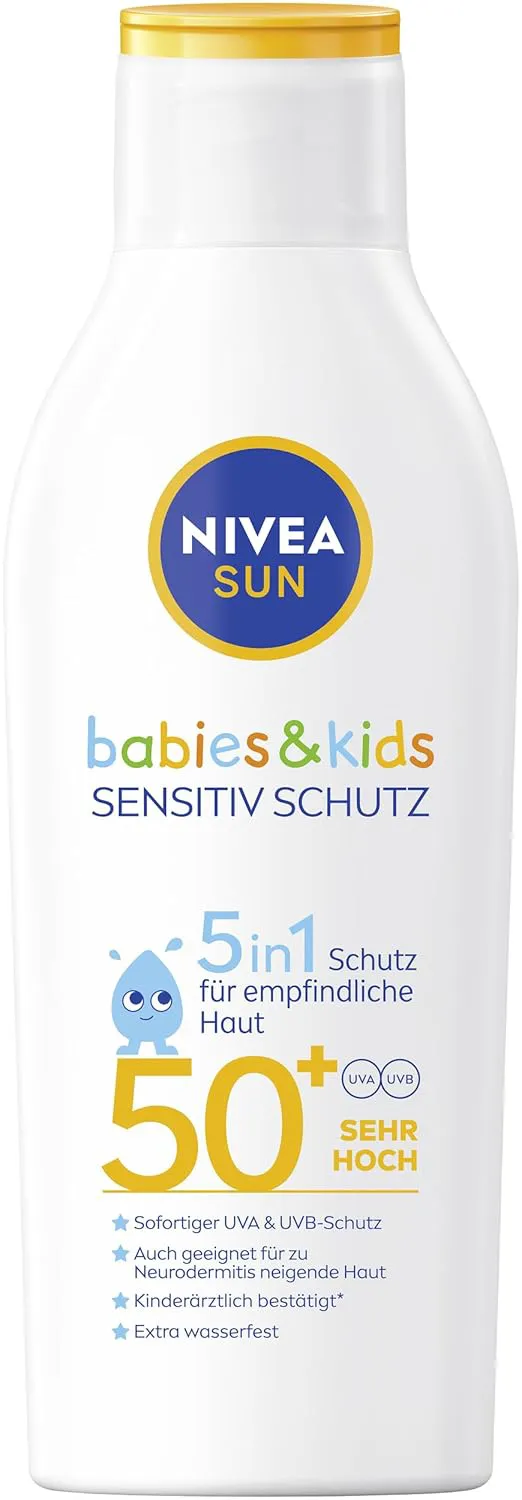 Bild von NIVEA SUN Sonnenmilch für Babys und Kinder LSF 50+ 200 ml, extra wasserfest und parfümfrei