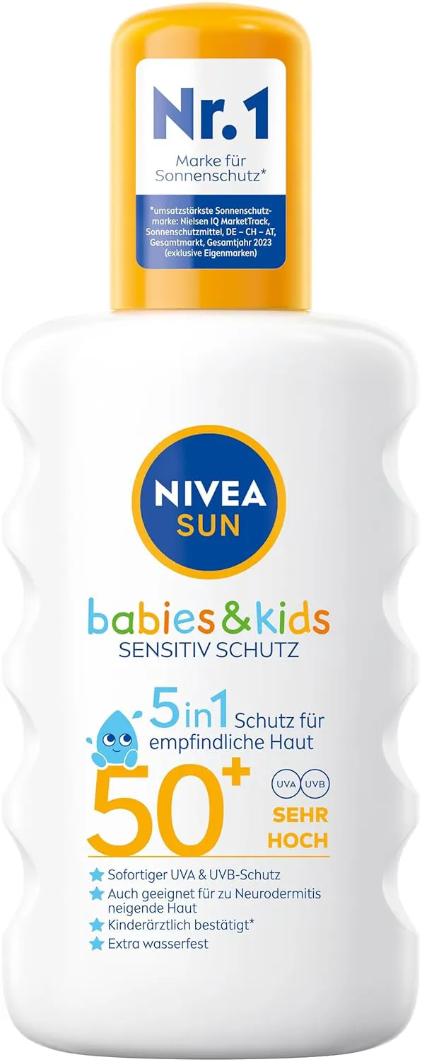 Bild von NIVEA SUN Sonnenspray für Babys und Kinder mit LSF 50+, 200 ml, extra wasserfest und ohne Parfüm