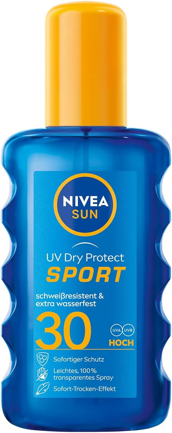 Bild von NIVEA SUN UV Dry Protect Sport Sonnenspray LSF 30, 200 ml, transparenter und wasserfester Sonnenschutz für Sportler