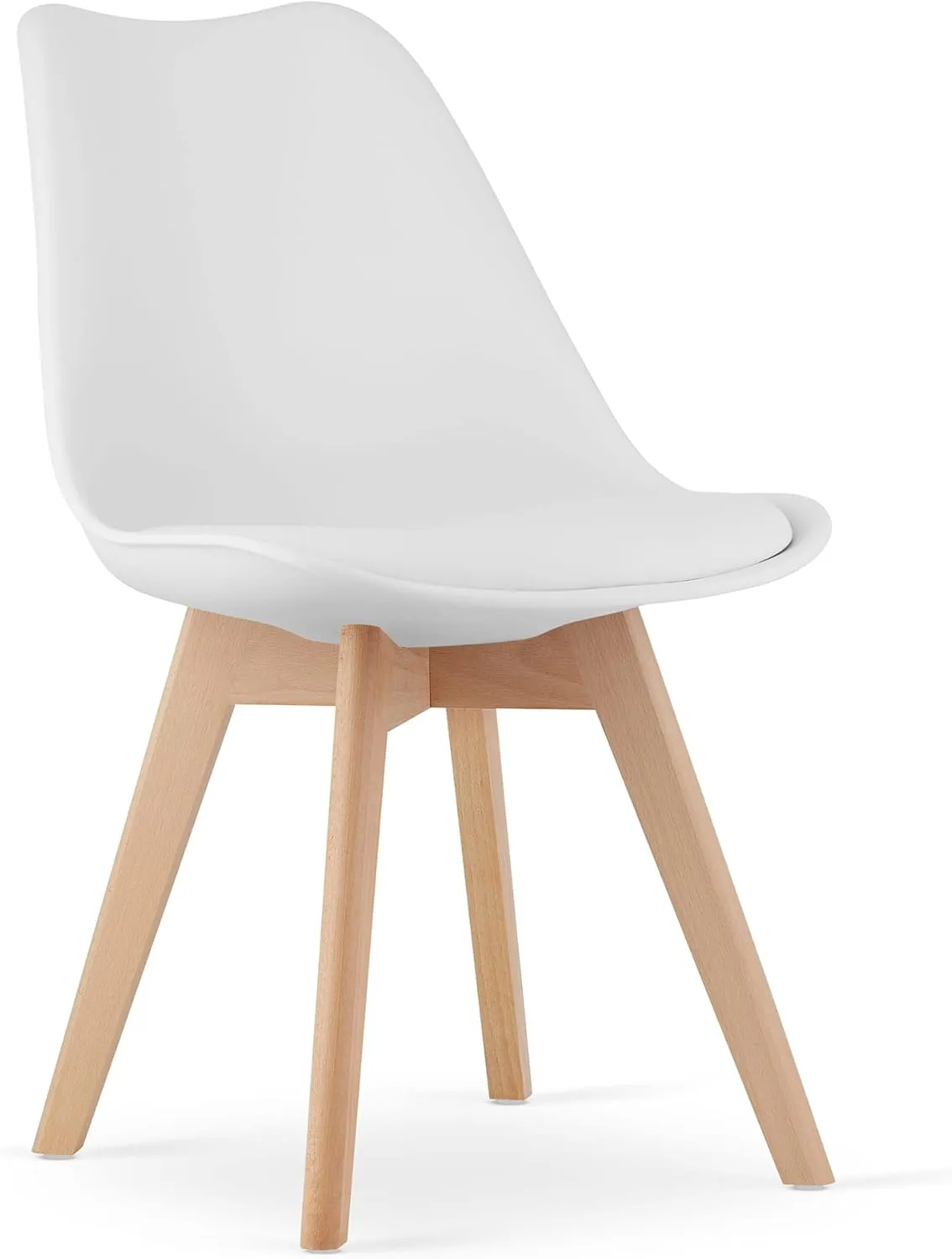 Bild von NMK HOME Esszimmerstuhl aus Samt mit Sitzpolsterung und Holzbeinen in Weiß