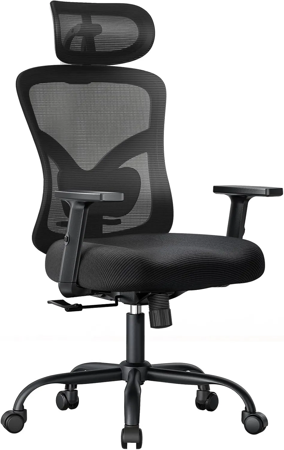 Bild von NOBLEWELL Ergonomischer Bürostuhl mit gepolsterter Lendenstütze, verstellbarer Kopfstütze und Armlehnen, verbessertem Sitzkissen und 130 Grad Neigung
