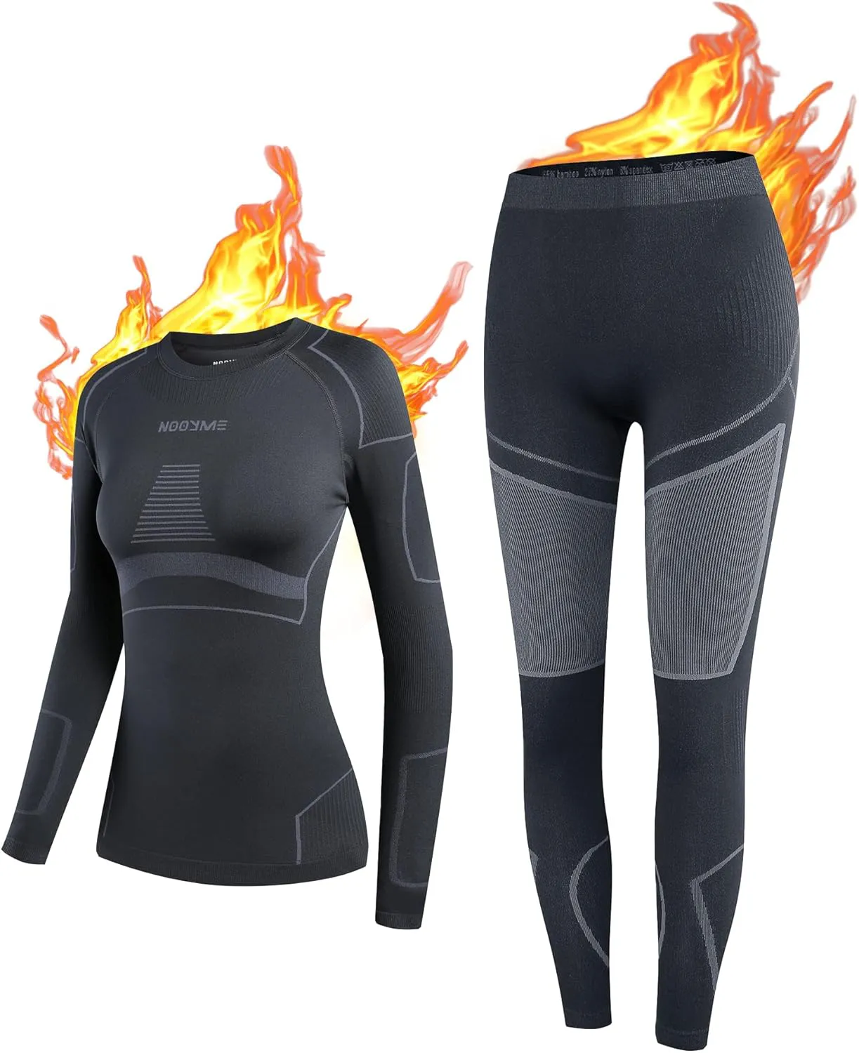 Bild von NOOYME Damen Thermounterwäsche Set atmungsaktiv und antibakteriell für Sport und Freizeit im Herbst und Winter