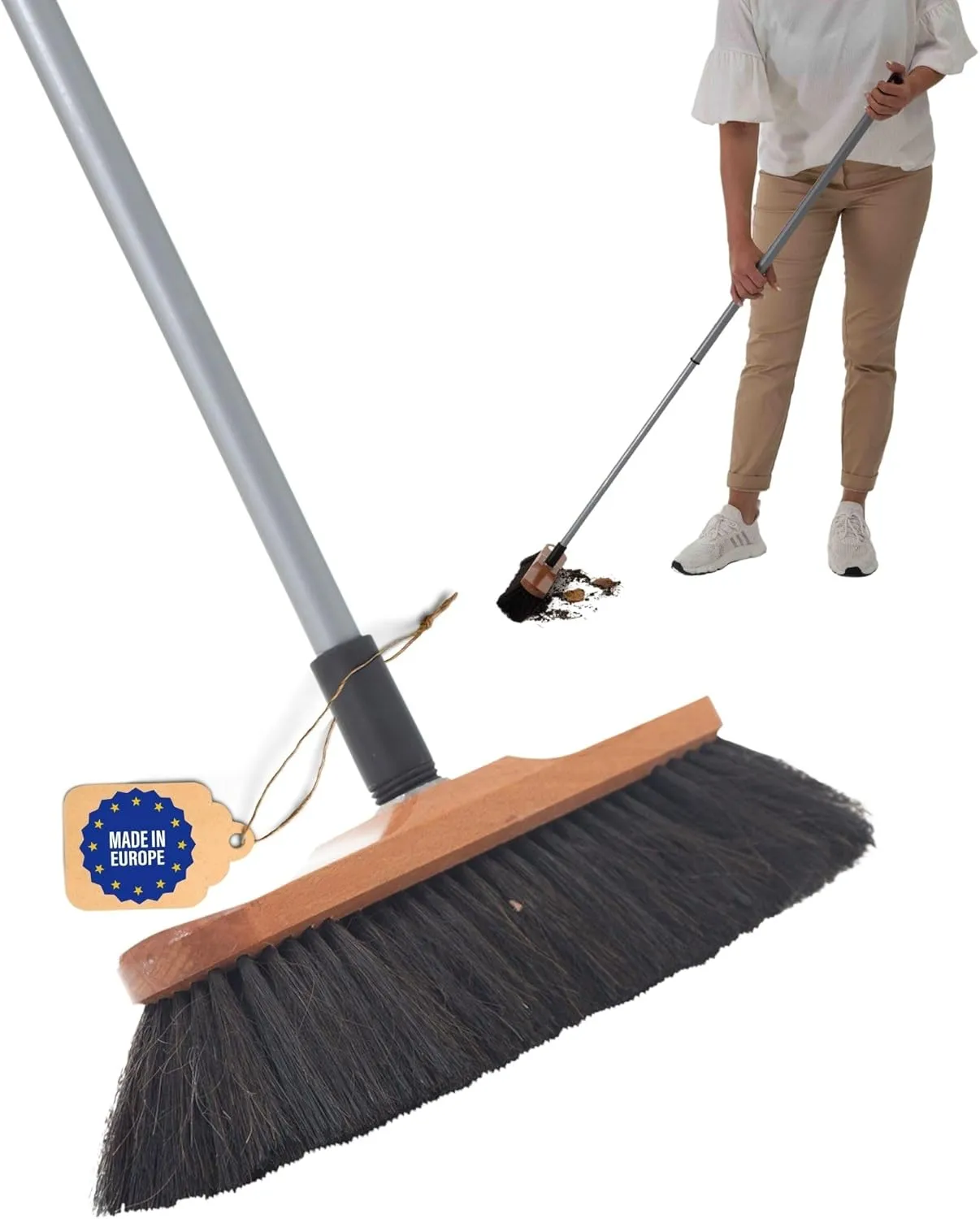 Bild von Novaliv Zimmerbesen mit Teleskopstiel aus Rosshaarmischung, ideal für Laminat und Parkett