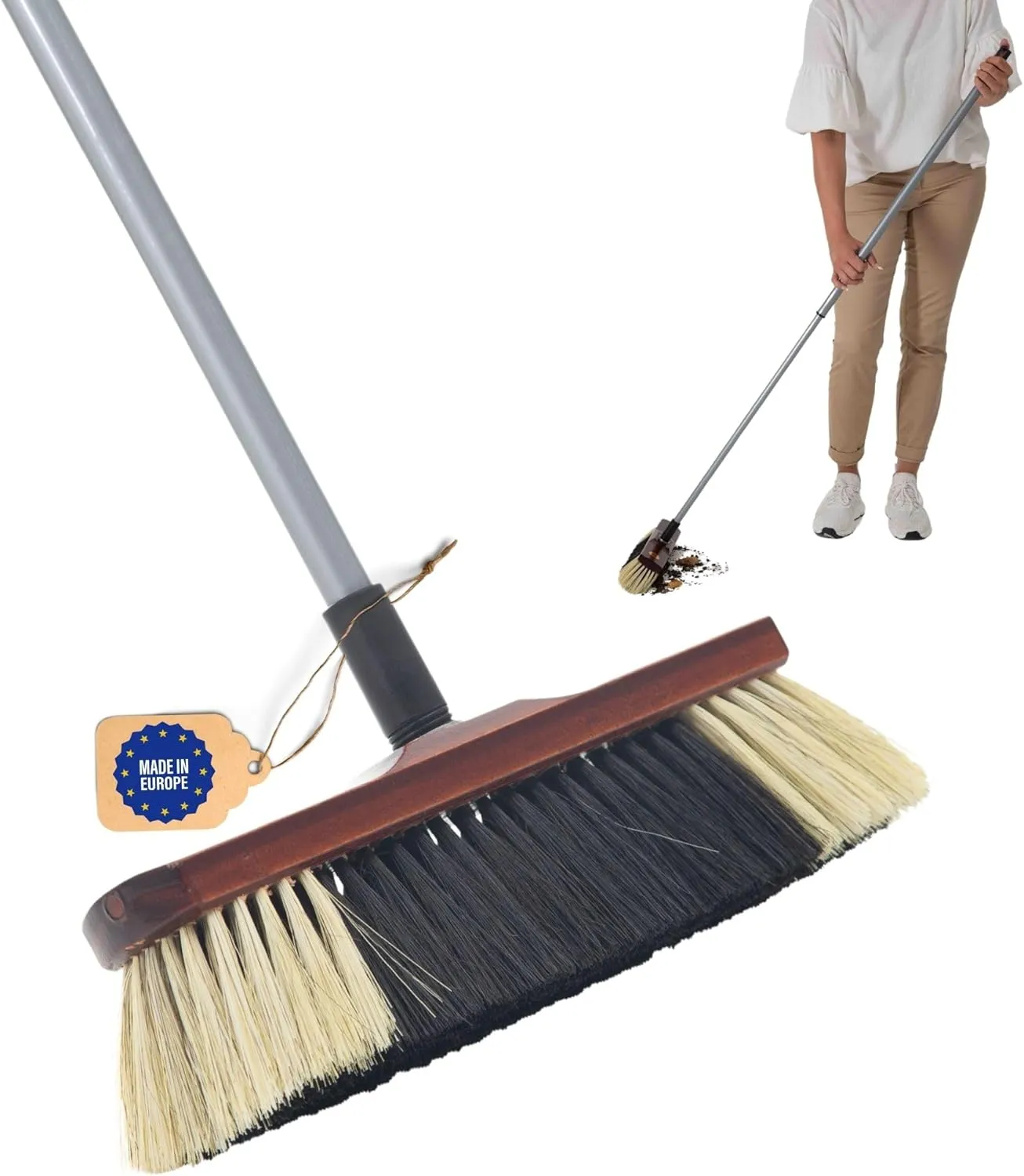 Bild von Novaliv Zimmerbesen mit Teleskopstiel aus Rosshaarmischung und Holz