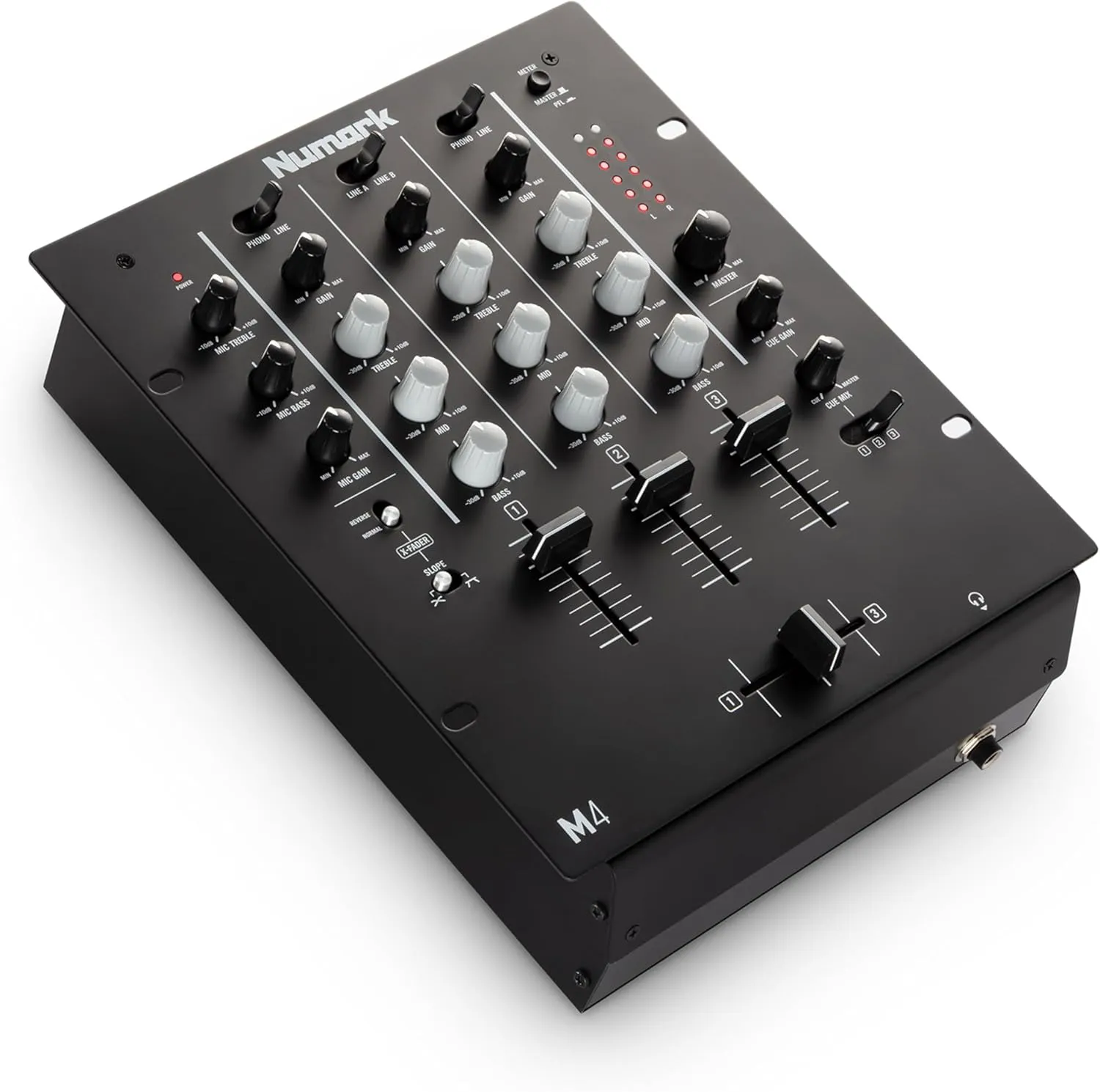 Bild von Numark M4 3-Kanal DJ Mixer mit 3-Band EQ, Mikrofoneingang und austauschbarem Crossfader