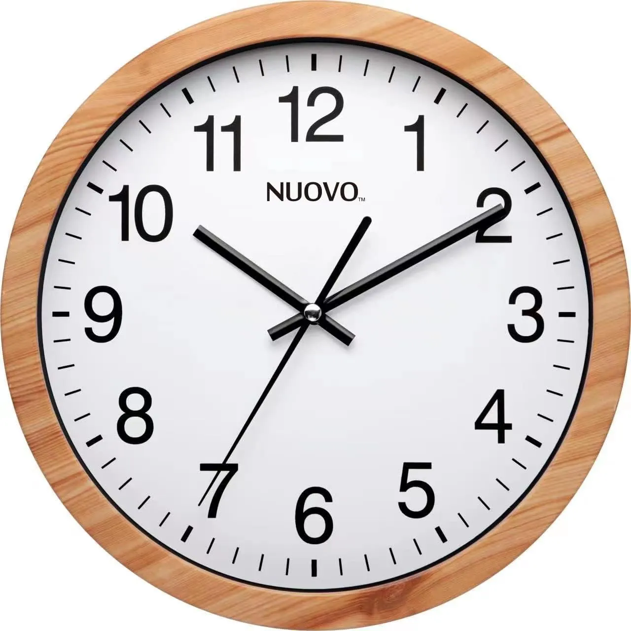Bild von NUOVO 10 Zoll stille Wanduhr aus Holz im Retrodesign für Wohnzimmer und Küche