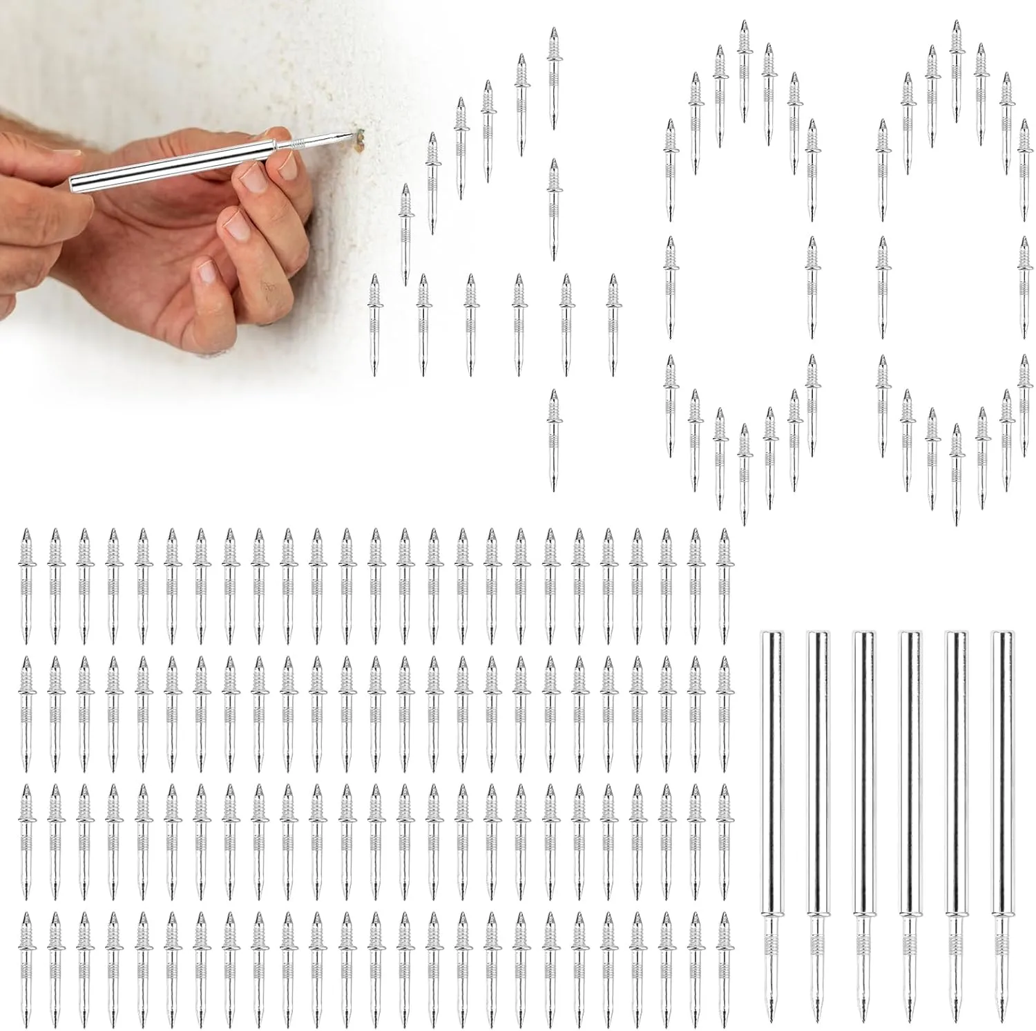 Bild von NVIYAM 400 Stück Doppelköpfige Stahlnägel mit Hülsenwerkzeug