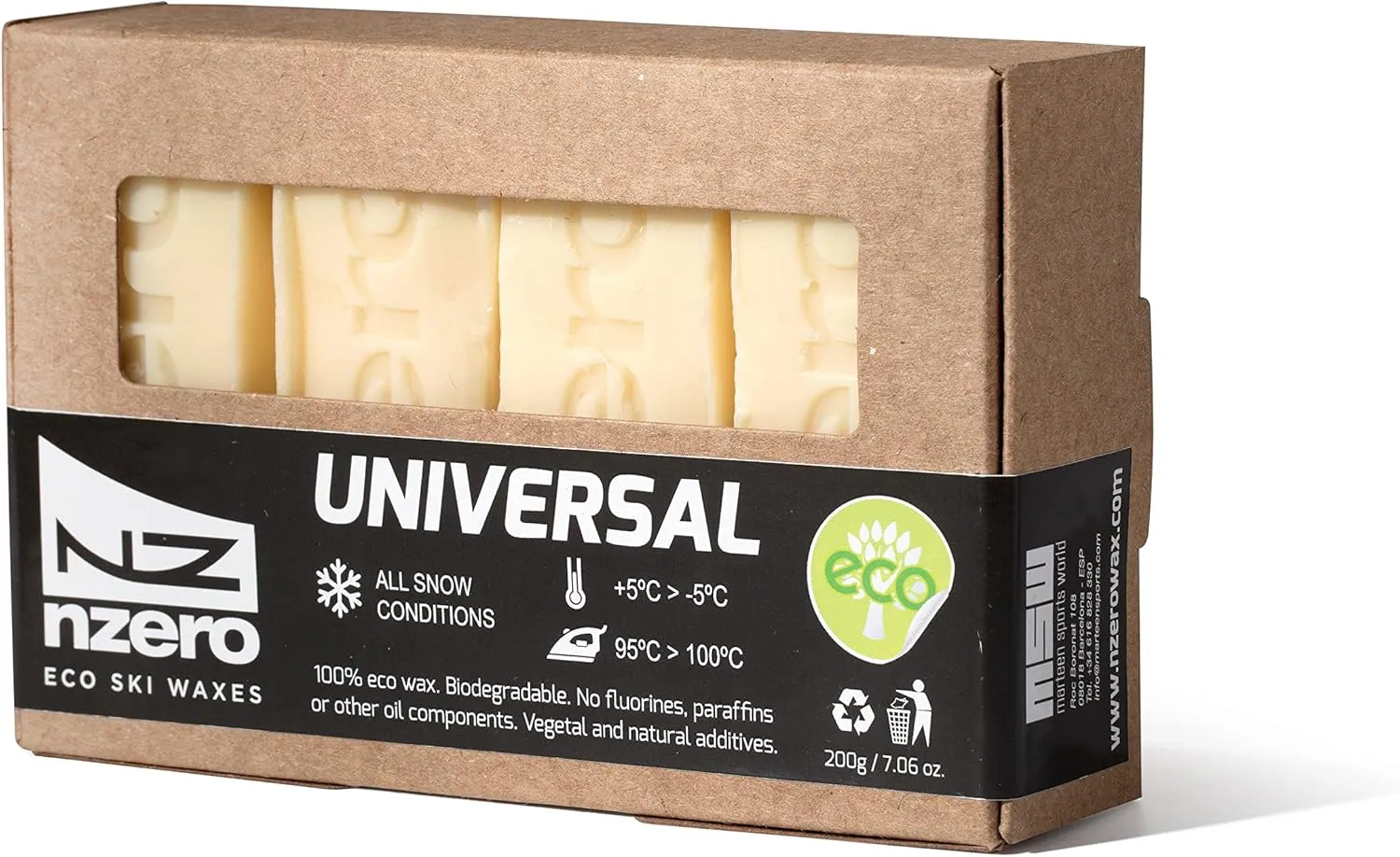 Bild von NZEROWAX Organisches Skiwachs Set mit 200g und viermal 50g für Ski, Snowboard und Langlauf