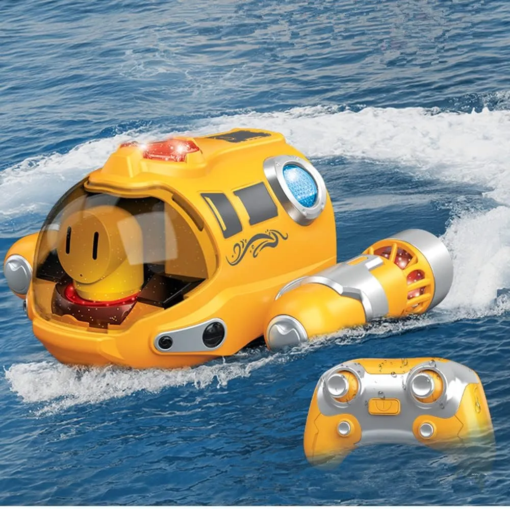 Bild von OBEST RC Motorboot mit 2.4GHz Steuerung, wasserdicht, 360° Rotation und Lichteffekten, ideal für Kinder im Sommerpool
