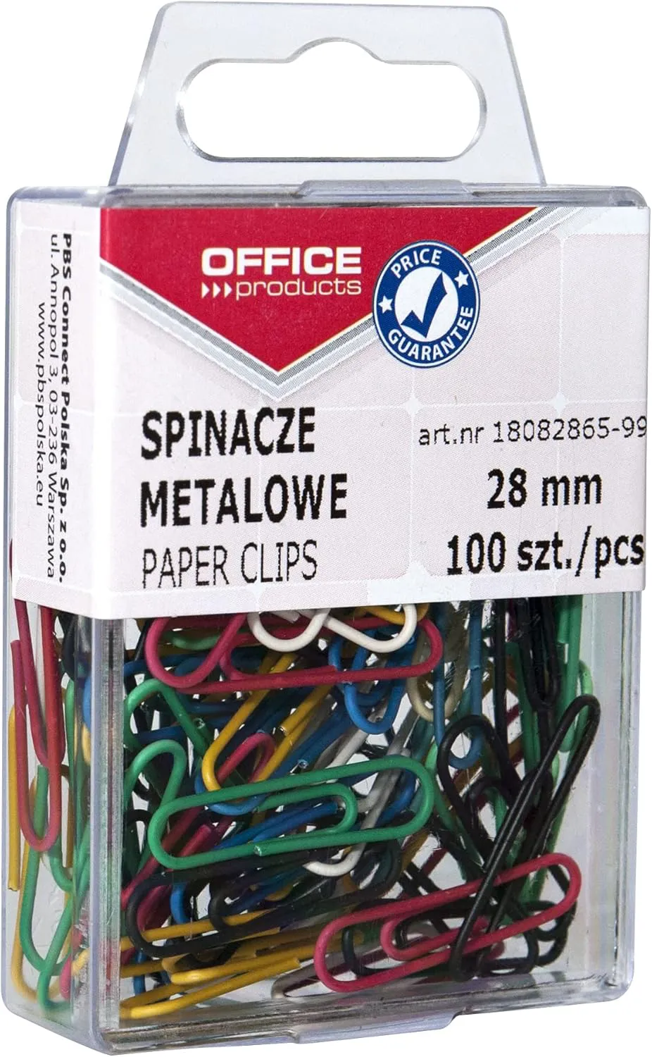 Bild von OFFICE PRODUCTS Büroklammern 28 mm aus Metall, bunt lackiert, 100 Stück in praktischer Aufbewahrungsbox