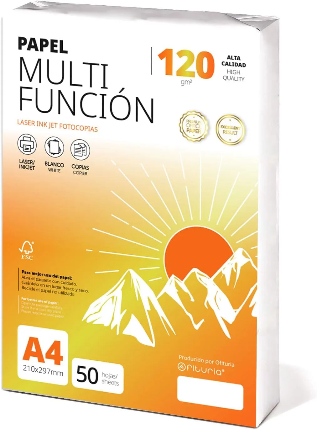 Bild von Ofituria Kopierpapier DIN A4 mit 120 g/m2 in einer Packung zu 50 Blatt für Laser- und Tintenstrahldrucker