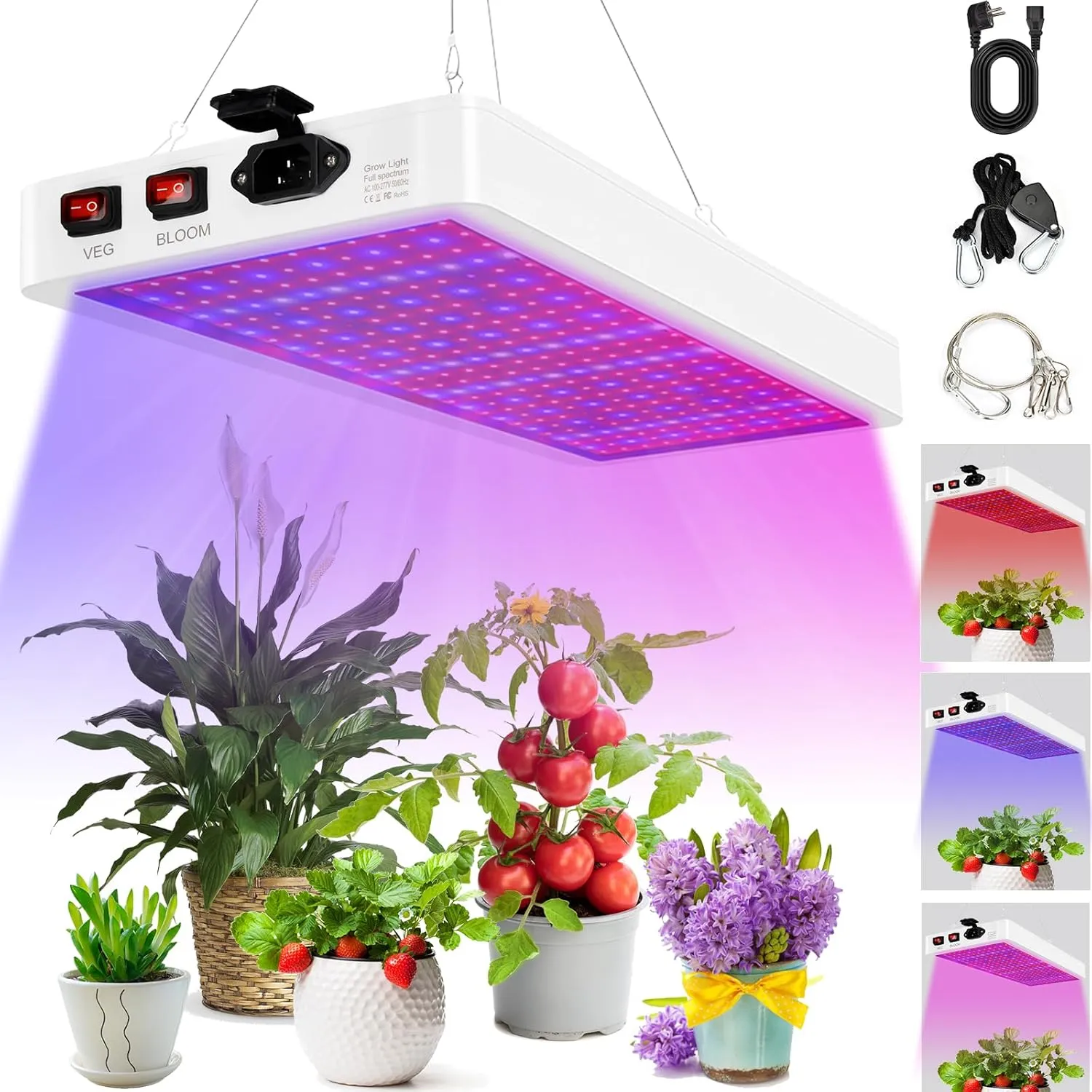Bild von OGVDOE BW1000 LED Grow Lampe mit Vollspektrum und 216 LEDs für Zimmerpflanzen, Gemüse und Blumen
