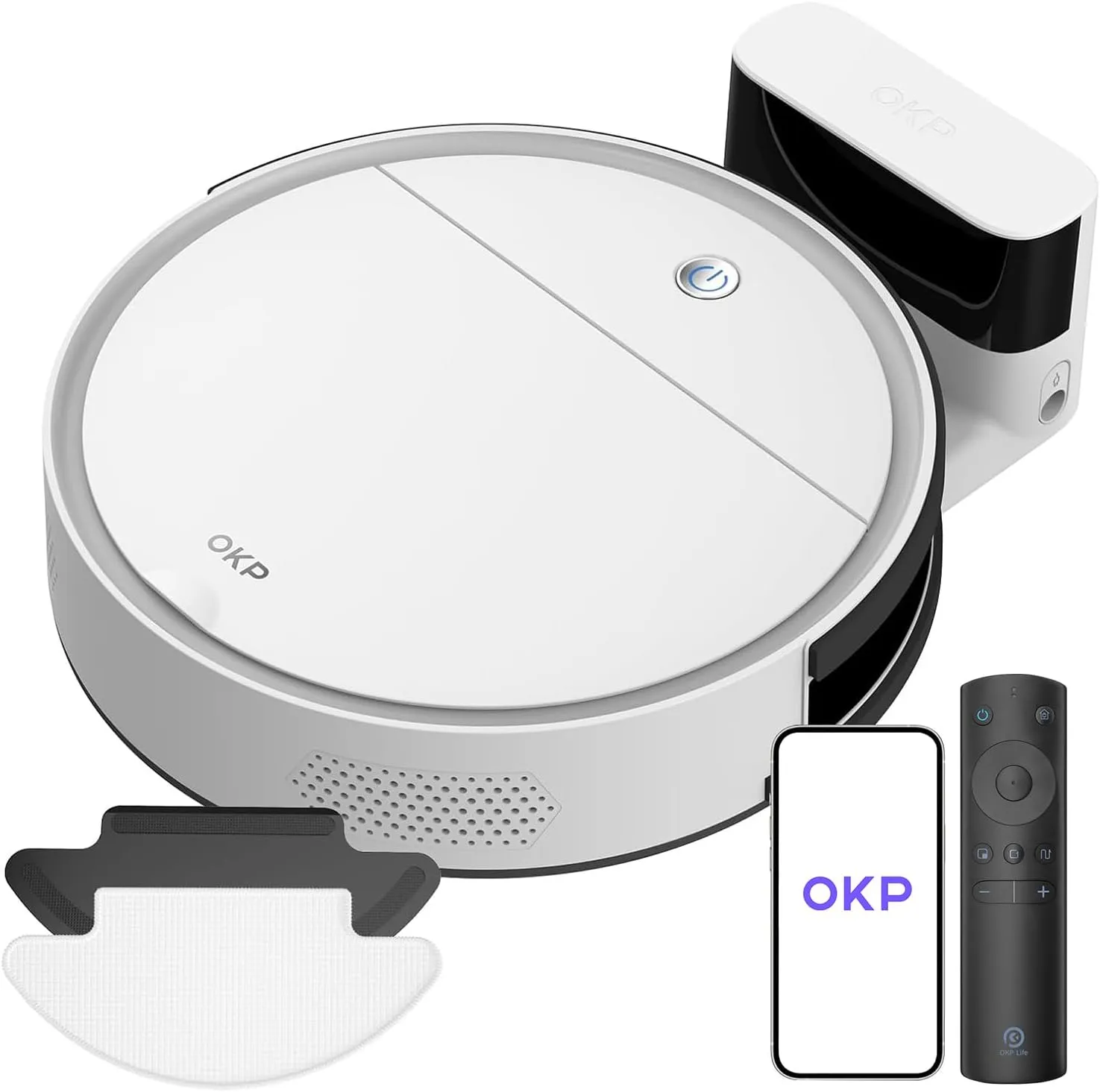 Bild von OKP K5B Saugroboter mit Wischfunktion und WLAN, ideal für Hartböden und Teppiche, inklusive Fernbedienung