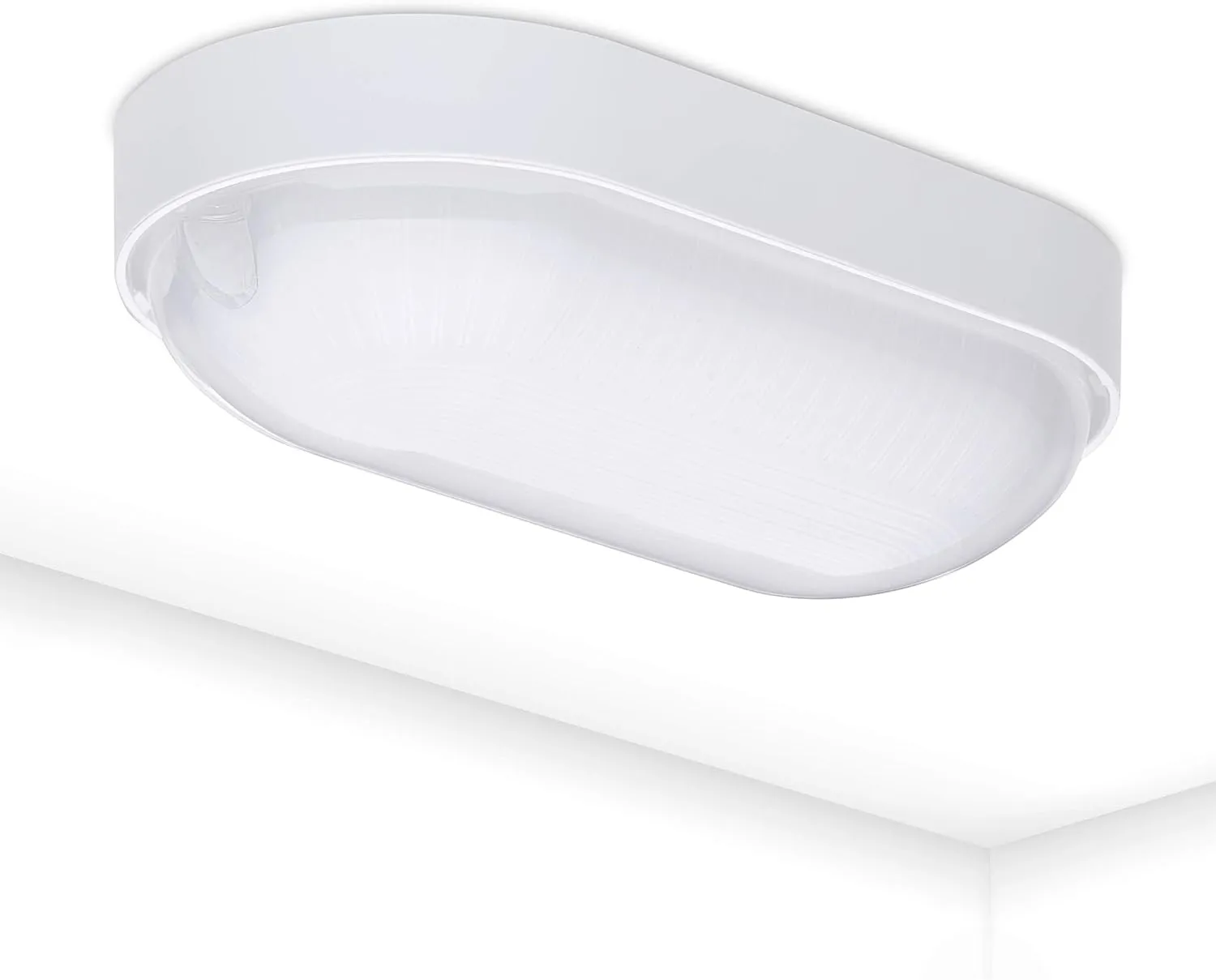 Bild von Oktaplex BASE LED Kellerlampe mit 9 Watt und 800 Lumen in neutralweiß 4000K, ovale Deckenleuchte in Weiß
