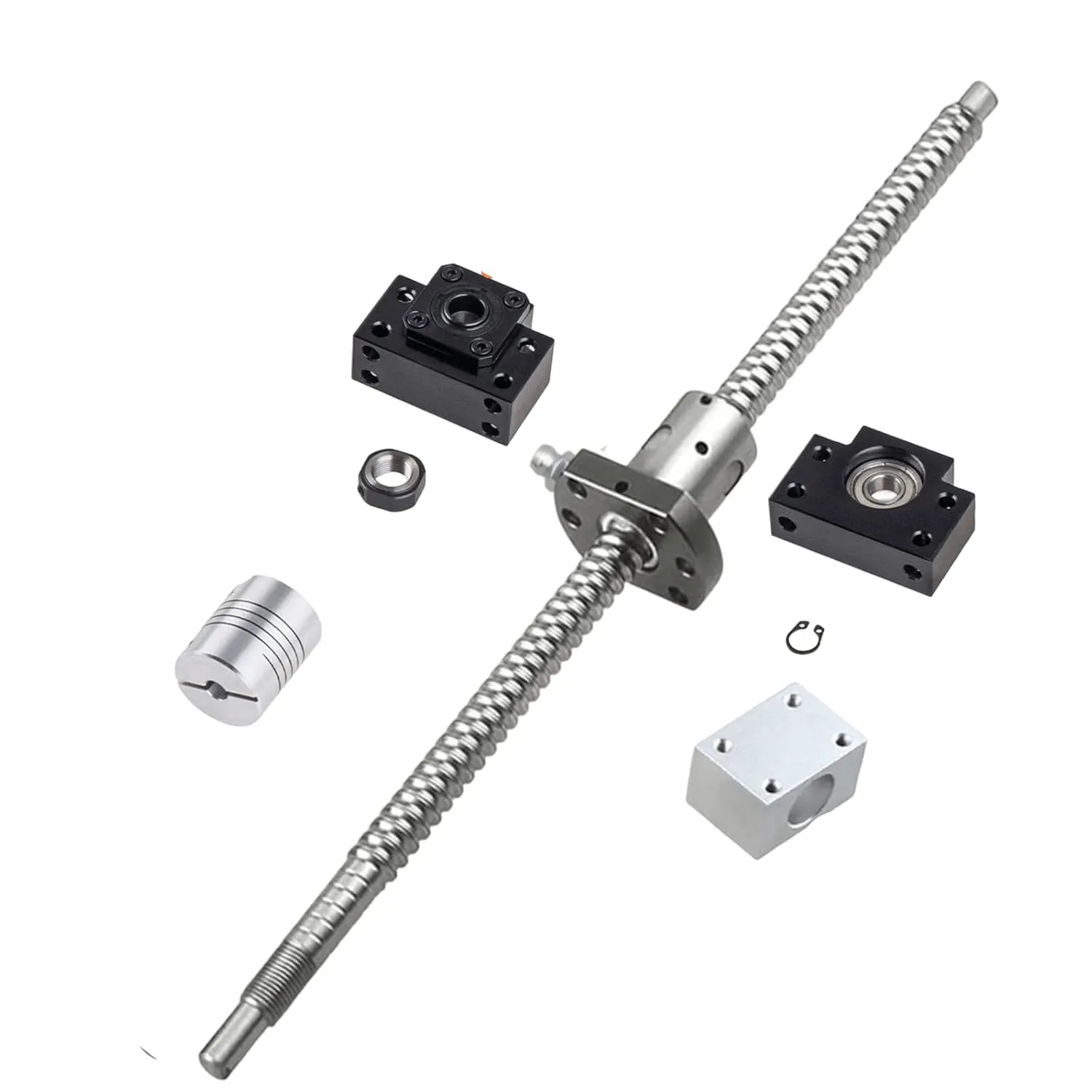 Bild von ONLISUM SFU1204 Kugelumlaufspindel aus Edelstahl mit 500mm Länge, BK10/BF10 Unterstützung, Muttergehäuse und Kupplung für automatisierte Anwendungen