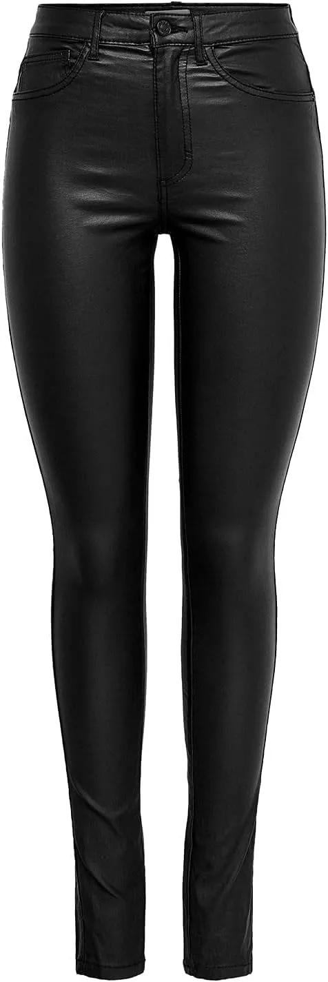 Bild von ONLY ONLROYAL Damenhose in Lederoptik mit hoher Taille und Skinny Fit