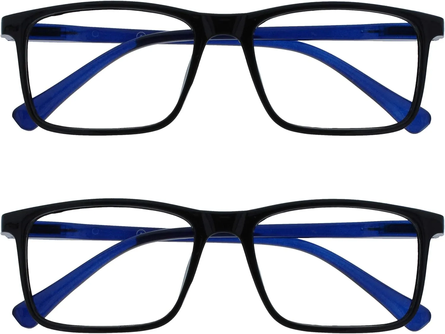 Bild von OPULIZE Lesebrille 2er Pack mit großem rechteckigem Rahmen und Federscharniere, kratzfest für Herren und Damen
