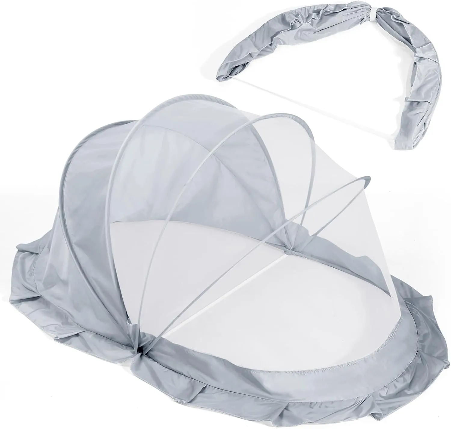 Bild von Orzbow Faltbares Baby Moskitonetz mit Sonnenschutz in elegantem Grau