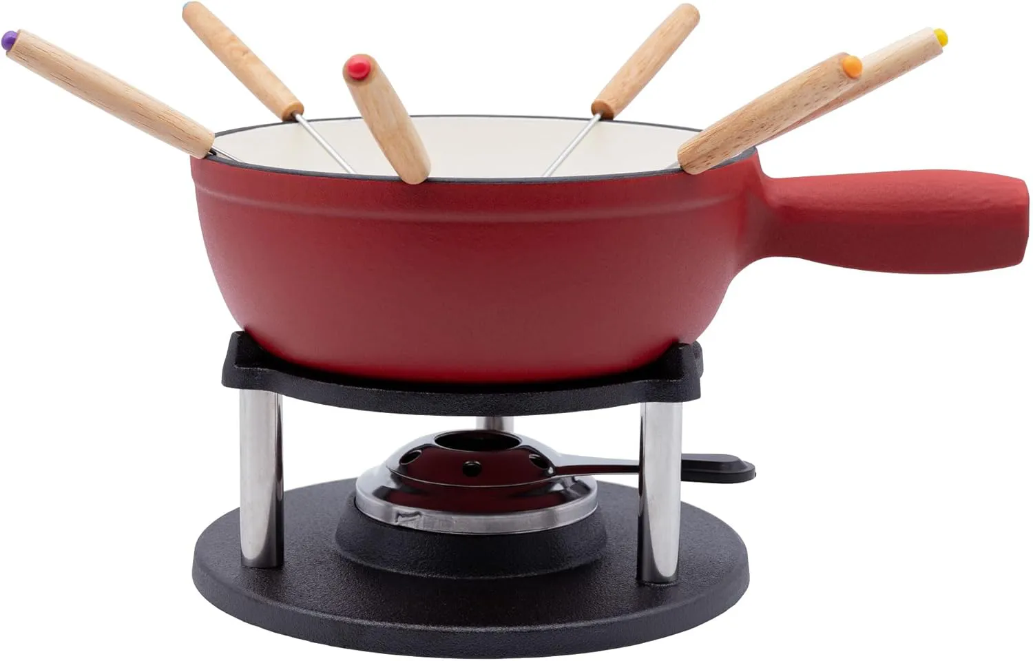 Bild von osoltus Fondue Set aus Gusseisen für 6 Personen in roter Emaille