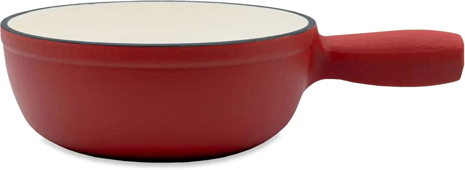 Bild von osoltus Fondue Set mit rotem Emaille Topf für Käse- und Fleischfondue