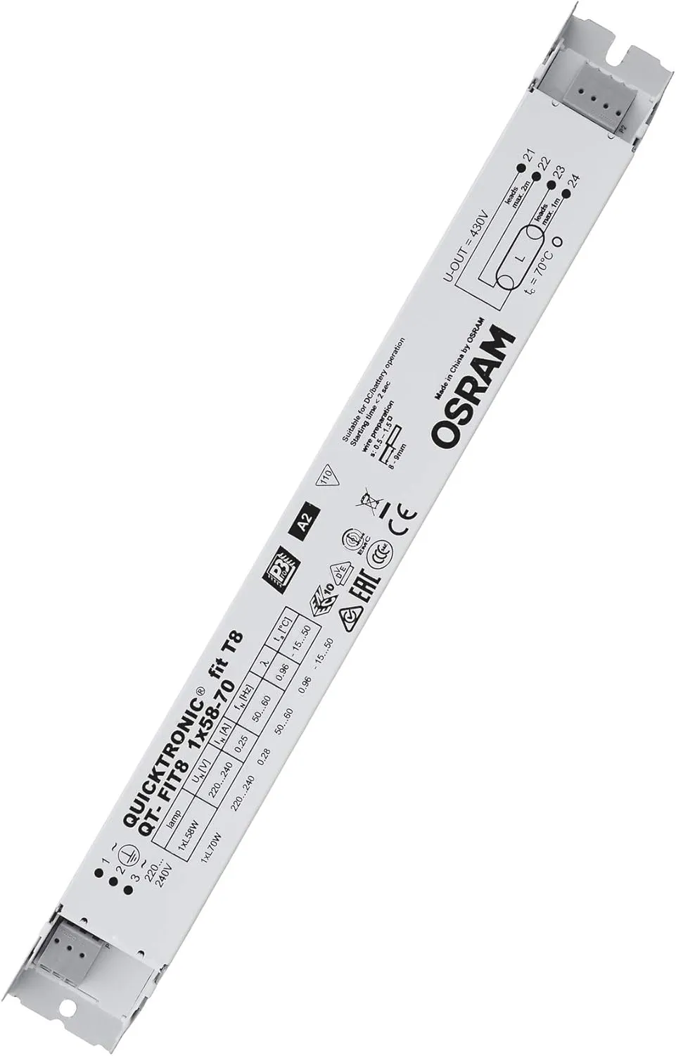 Bild von OSRAM QUICKTRONIC FIT 8 elektronisches Vorschaltgerät für 1x58 bis 70 Watt in Weiß