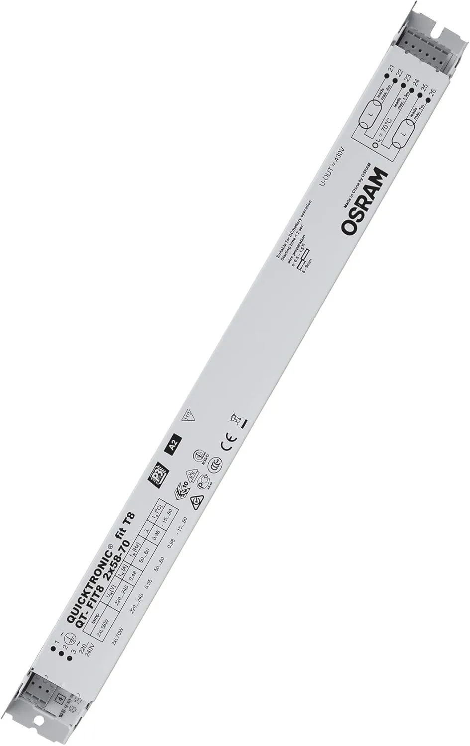 Bild von OSRAM QUICKTRONIC FIT 8 elektronisches Vorschaltgerät für zwei Leuchtstofflampen von 58 bis 70 Watt