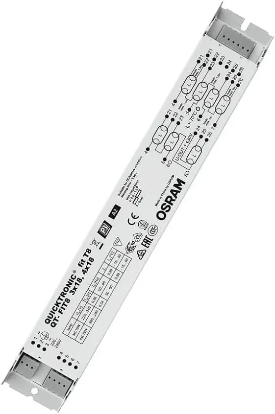 Bild von OSRAM QUICKTRONIC FIT 8 elektronisches Vorschaltgerät in Weiß, für 3x18W und 4x18W Leuchtstofflampen, 1 Stück