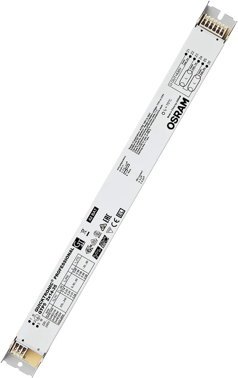 Bild von OSRAM QUICKTRONIC PROFESSIONAL 5 elektronisches Vorschaltgerät für 2 Lampen von 14 bis 35 Watt