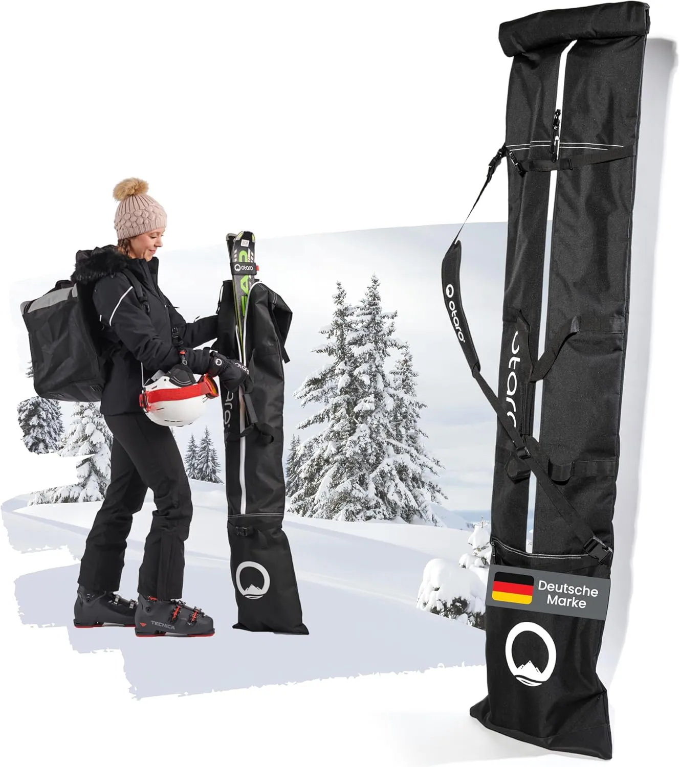 Bild von Otaro Premium Skitasche für zwei Paar Ski mit abnehmbarem Schultergurt