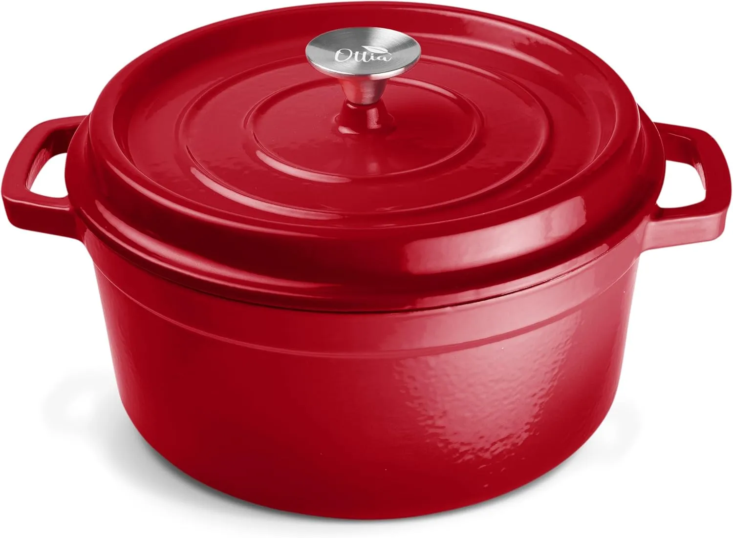 Bild von OTTIA Premium Gusseisen Topf mit 22 cm Durchmesser und 3 Litern Fassungsvermögen, geeignet für 2 bis 4 Portionen, inklusive Aromafunktion und Rezeptbuch zum Download