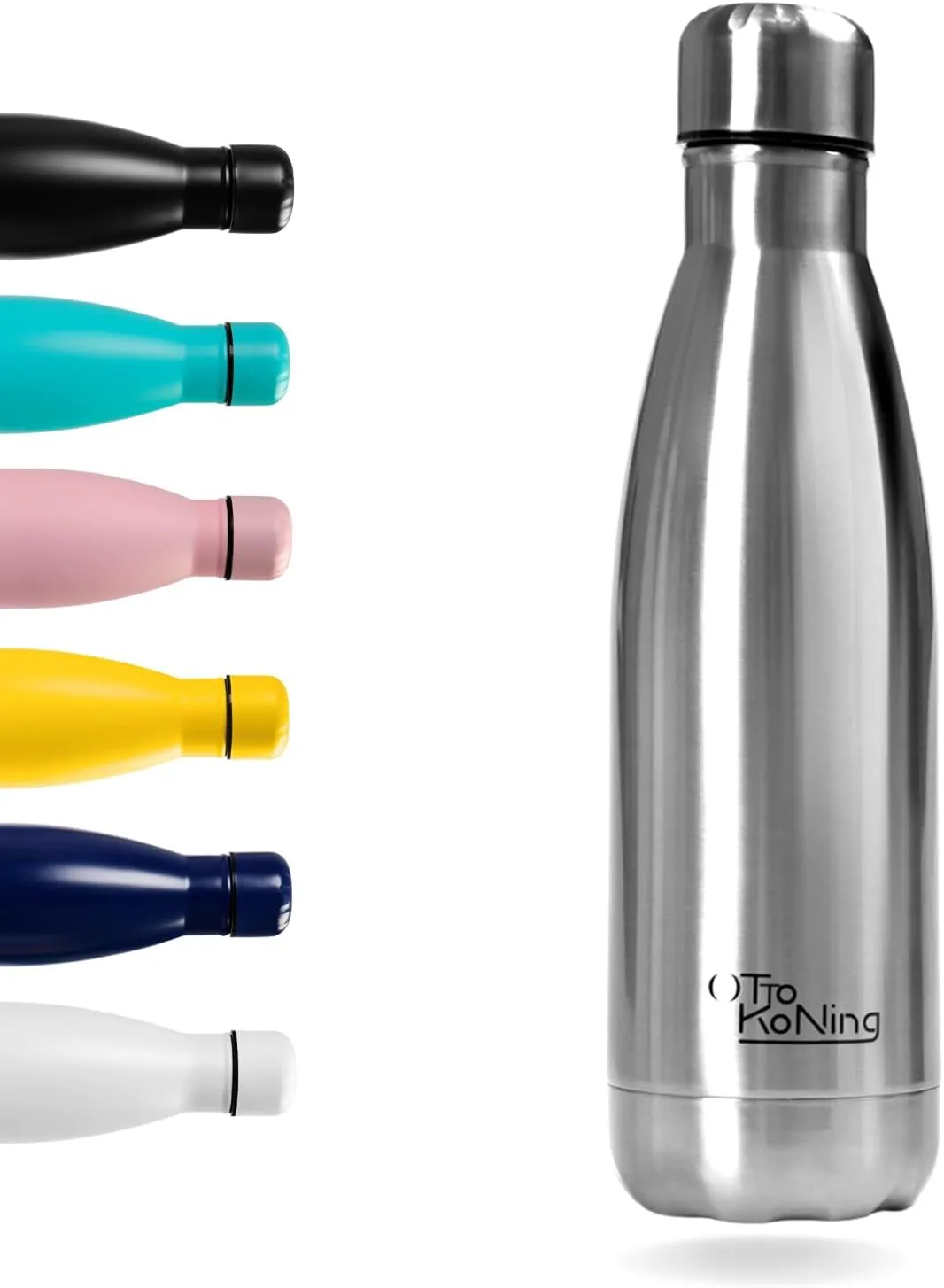 Bild von Otto Koning Edelstahl Thermosflasche mit 500 ml, doppelwandig und vakuumisoliert, auslaufsicher und BPA-frei mit stilvollem Design