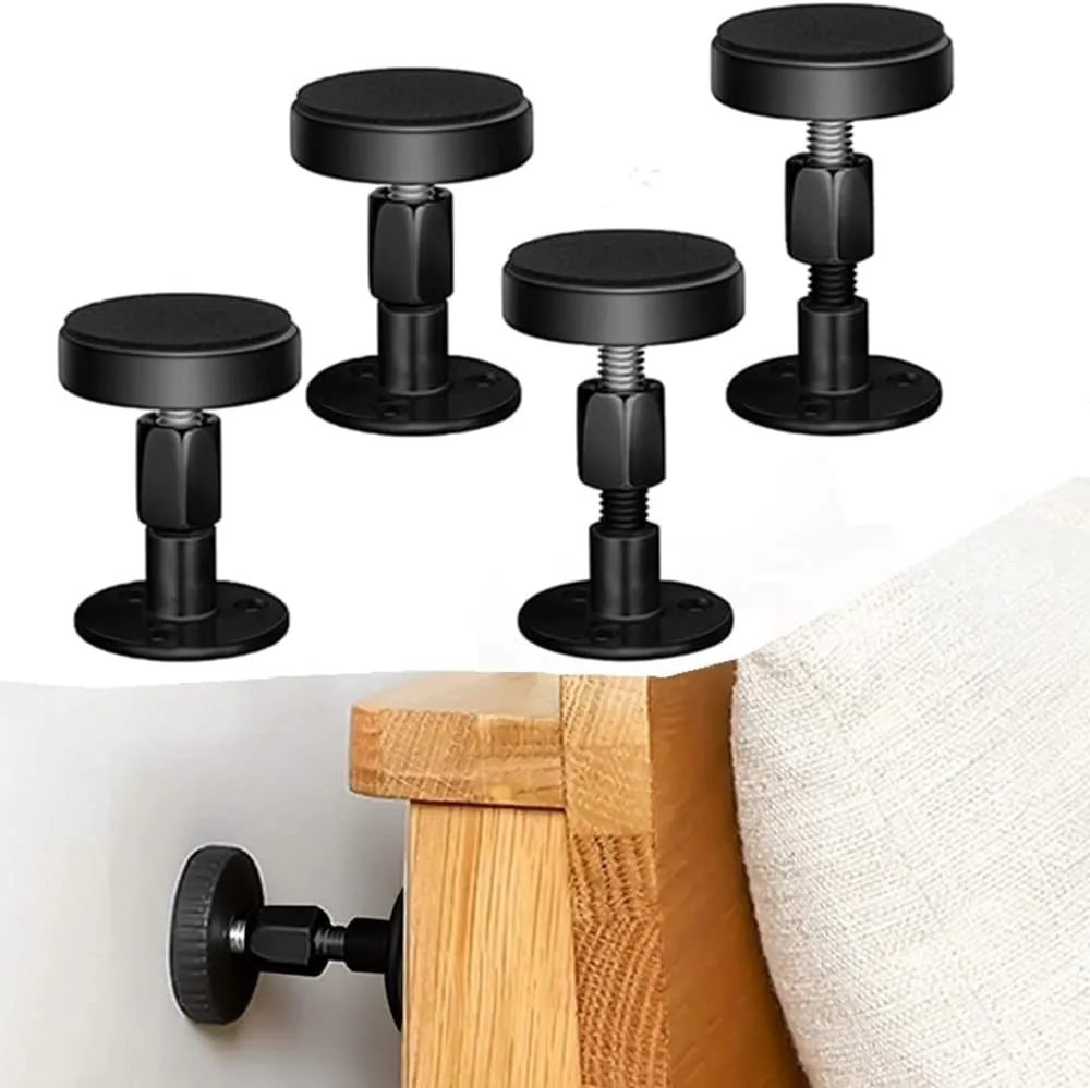 Bild von OUKEYI Verstellbares Bettgestell Set mit 4 Anti-Shake Fixierern für Kopfteil und Möbel, geeignet für 30 bis 68 mm, in Schwarz