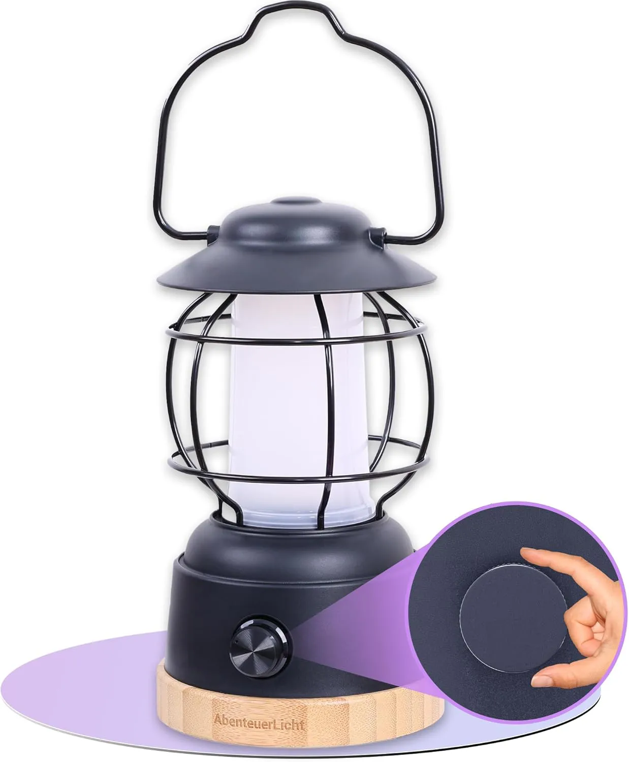 Bild von Outdoor LED Campinglaterne mit 200 Stunden Leuchtdauer, dimmbar, 2 Farbtemperaturen und 390 Lumen, USB wiederaufladbar