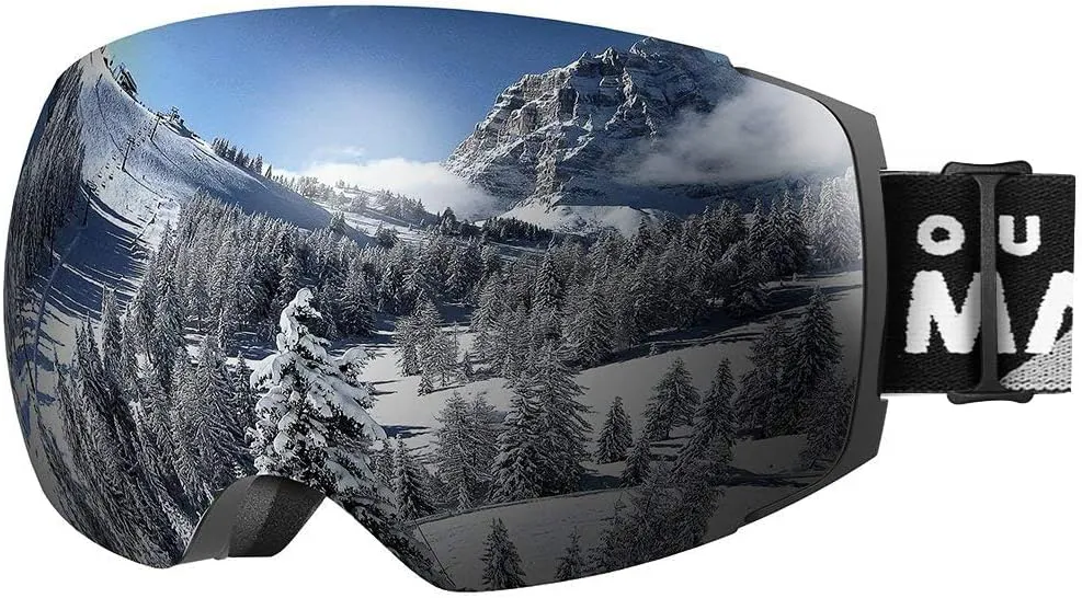 Bild von OutdoorMaster PRO Unisex Skibrille mit Wechselgläsern und 100% UV-Schutz für Damen und Herren, geeignet für Brillenträger, anti-beschlagend und ideal für Jungen und Mädchen