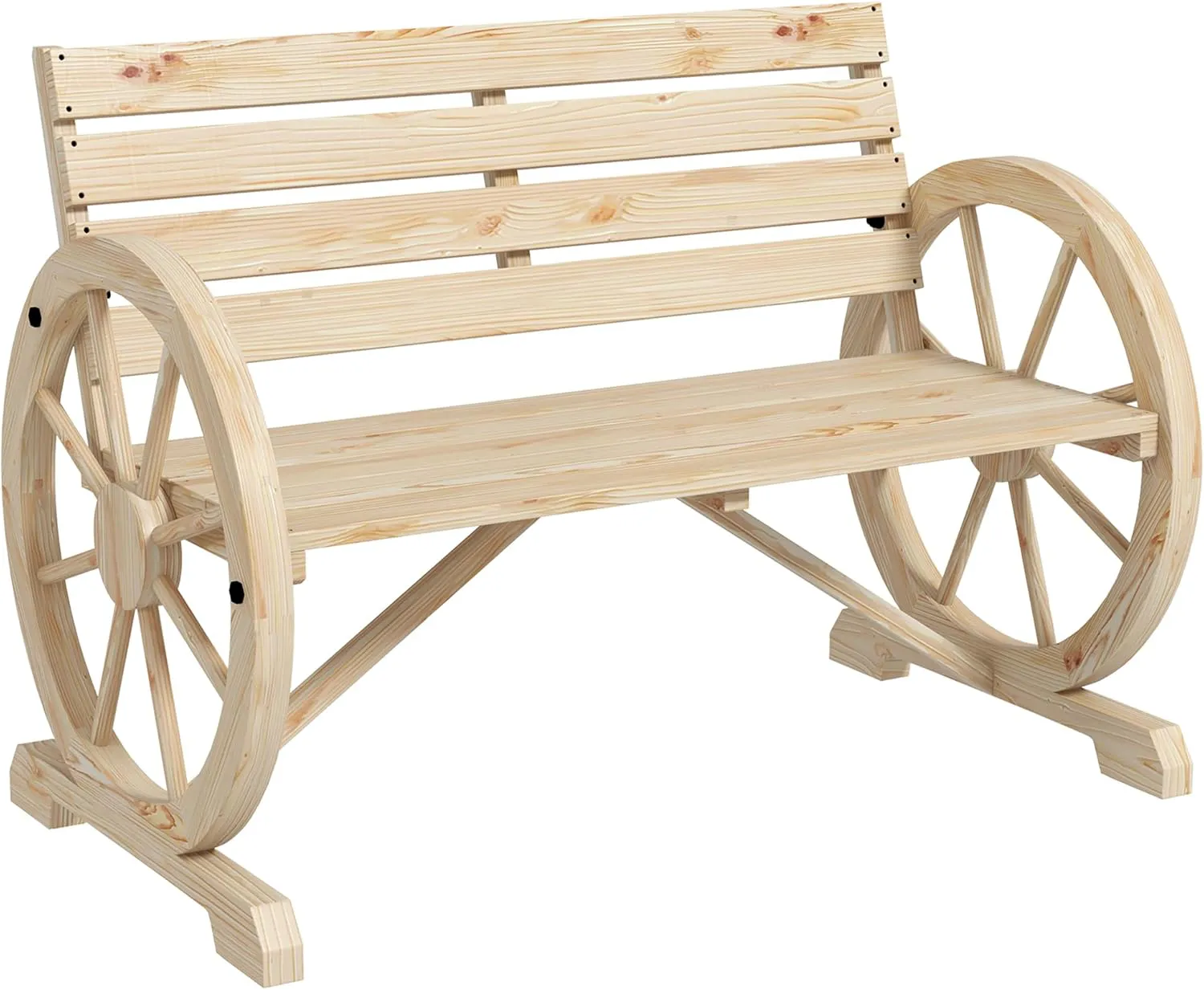 Bild von Outsunny Gartenbank für zwei Personen im Landhausstil aus Tannenholz mit Armlehnen, Maße 105,5 x 56 x 79 cm