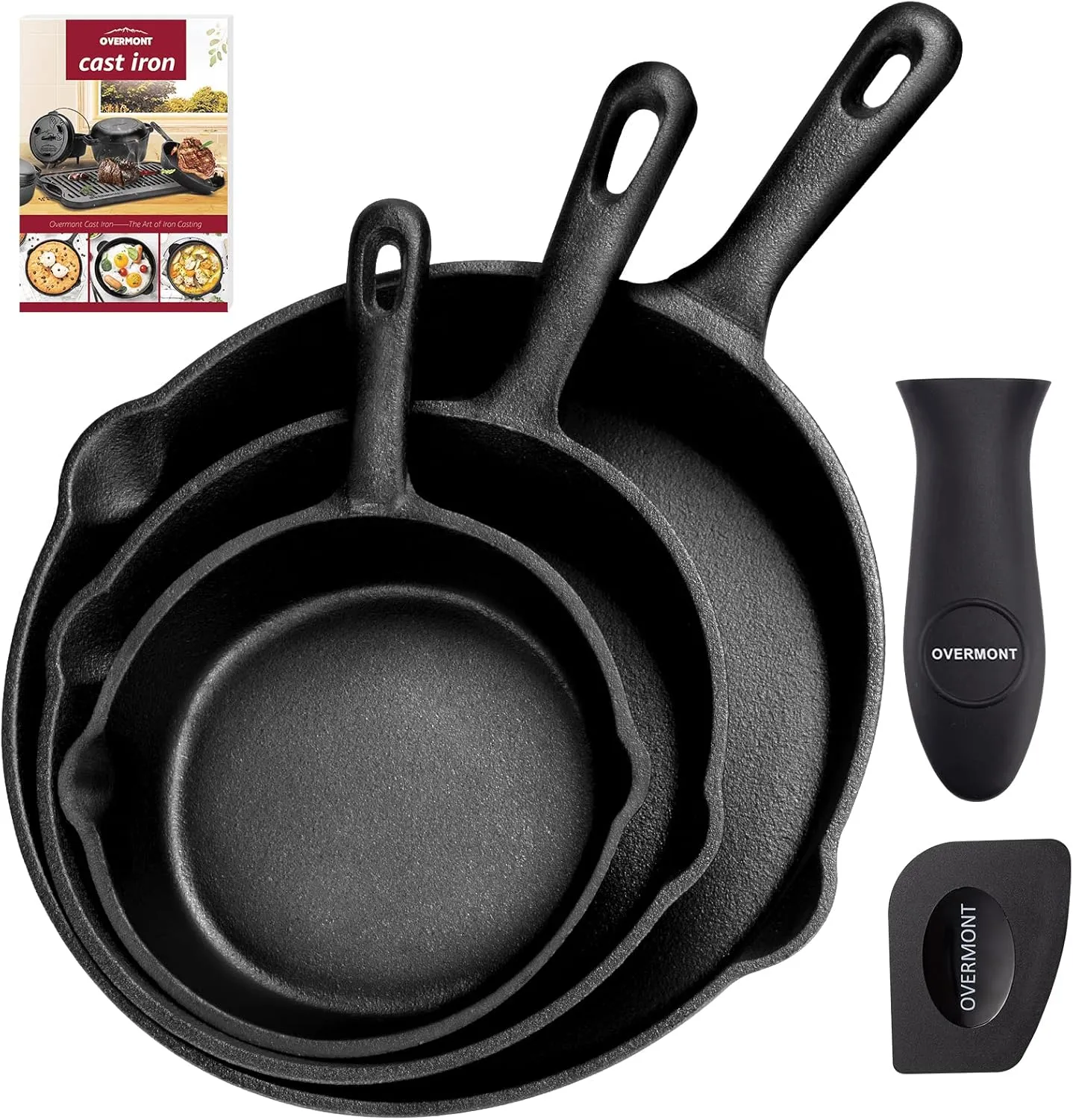 Bild von OVERMONT Gusseisen Grillpfanne mit Griff für Gasgrill und Backofen