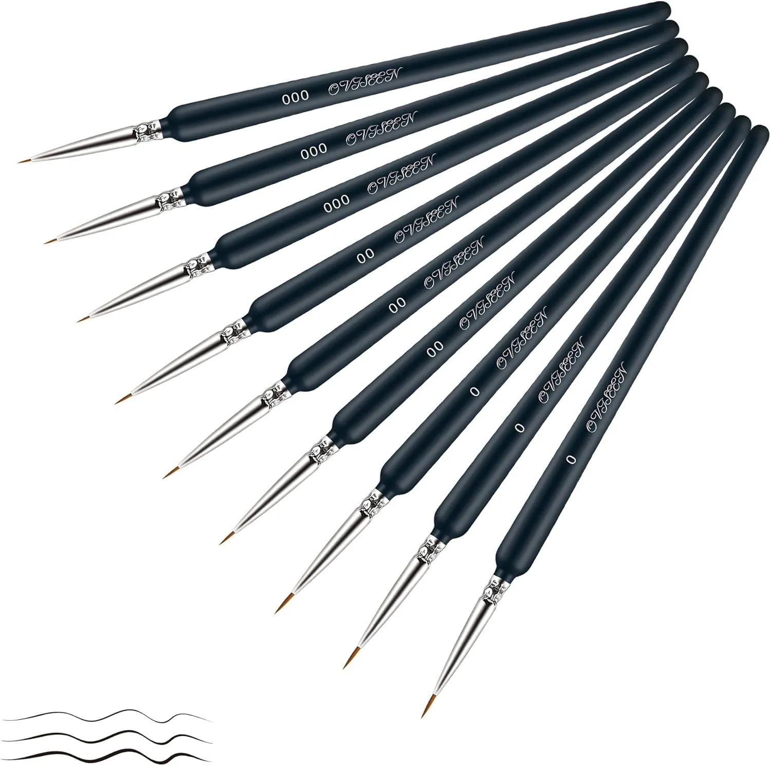 Bild von OVISEEN 9-teiliges Detailpinsel Set für Acryl, Öl, Aquarell und Nail Art