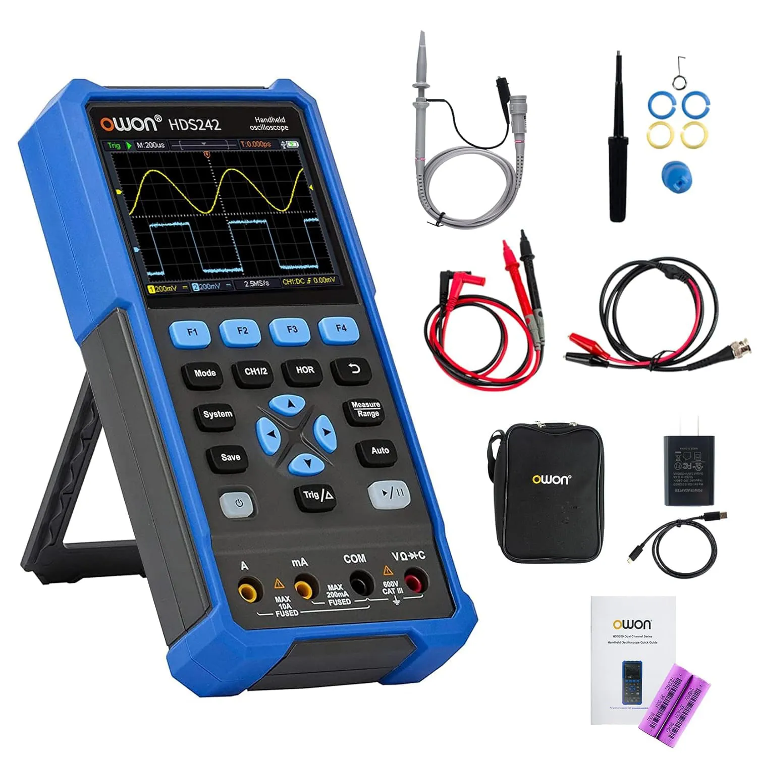Bild von OWON HDS242 Handheld Oszilloskop und Digitalmultimeter mit 40MHz und 20000 Counts, 3,5 Zoll LCD Display