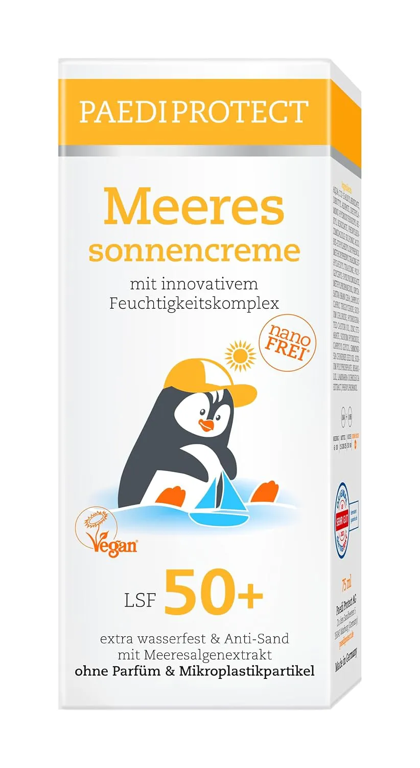 Bild von PaediProtect Meeressonnencreme für Kinder mit LSF 50+, 75 ml, parfümfrei, wasserfest und vegan, schützt vor UVA/UVB-Strahlung