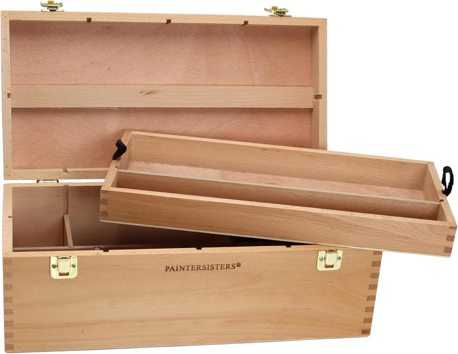 Bild von Paintersisters XL Utensilienkoffer aus Holz für Malutensilien und Pinsel