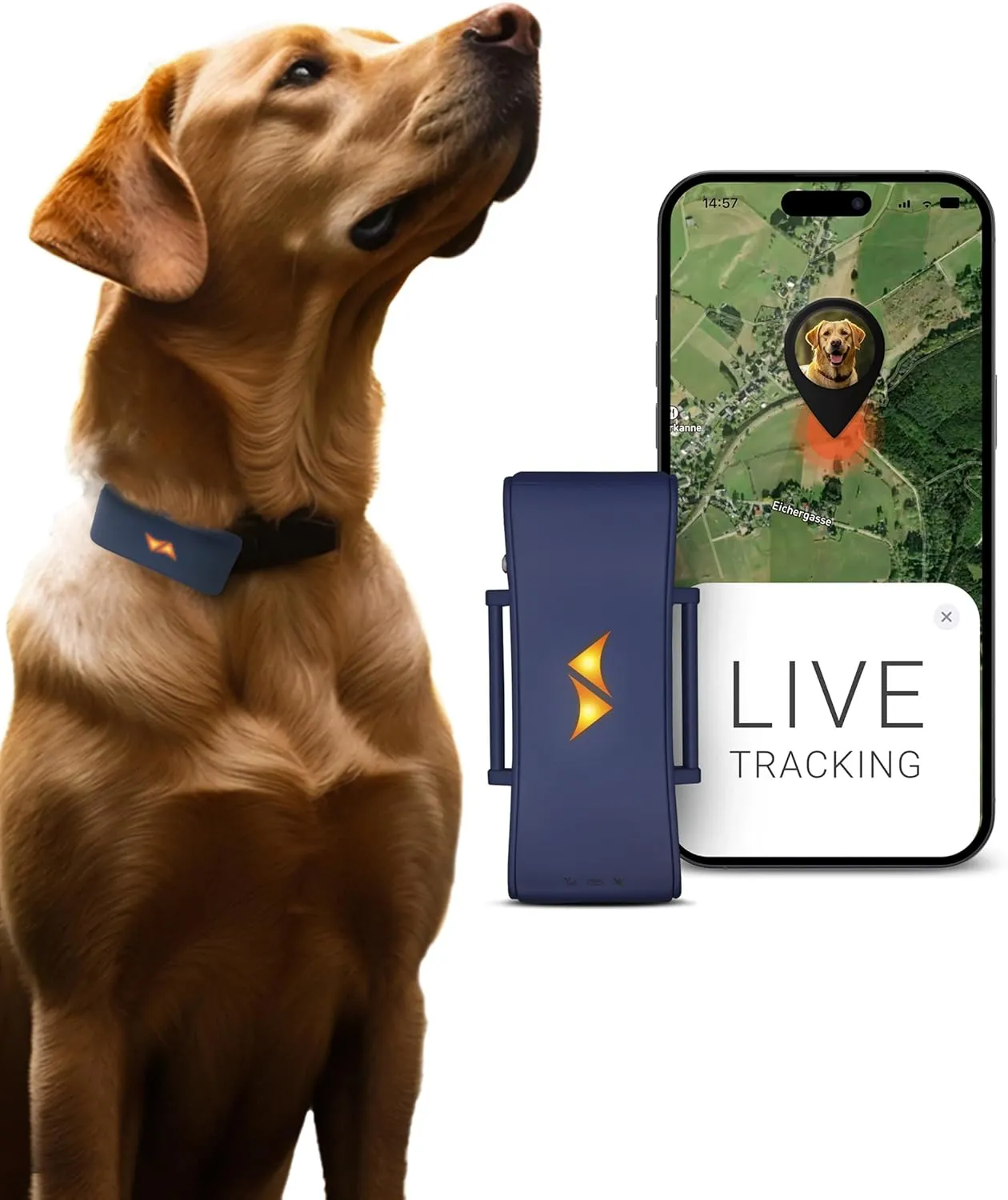 Bild von PAJ GPS Tracker für Hunde mit 4G und Live-Ortung, wasserdicht und passend für jedes Halsband in dunkelblau